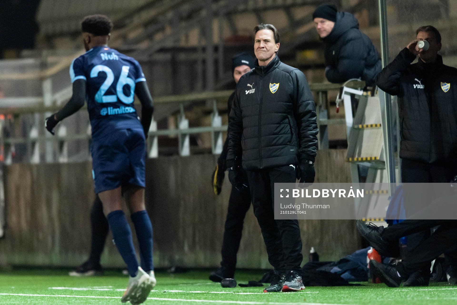 IFK Malmös tränare Jan Strandberg under träningsmatchen i fotboll mellan Malmö FF och IFK Malmö den 29 januari 2021 i Malmö. 