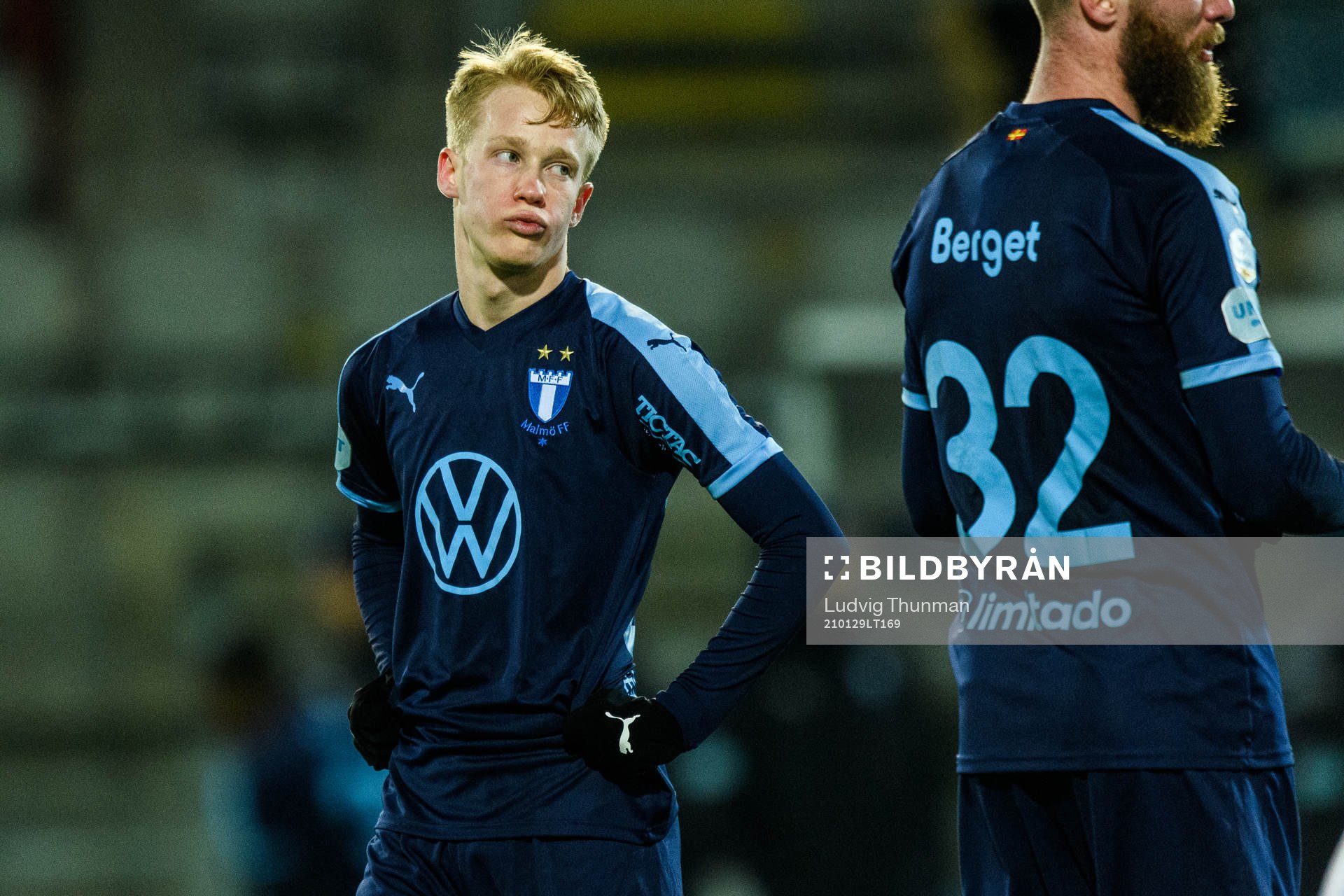 Malmö FFs David Edvardsson under träningsmatchen i fotboll mellan Malmö FF och IFK Malmö den 29 januari 2021 i Malmö. 