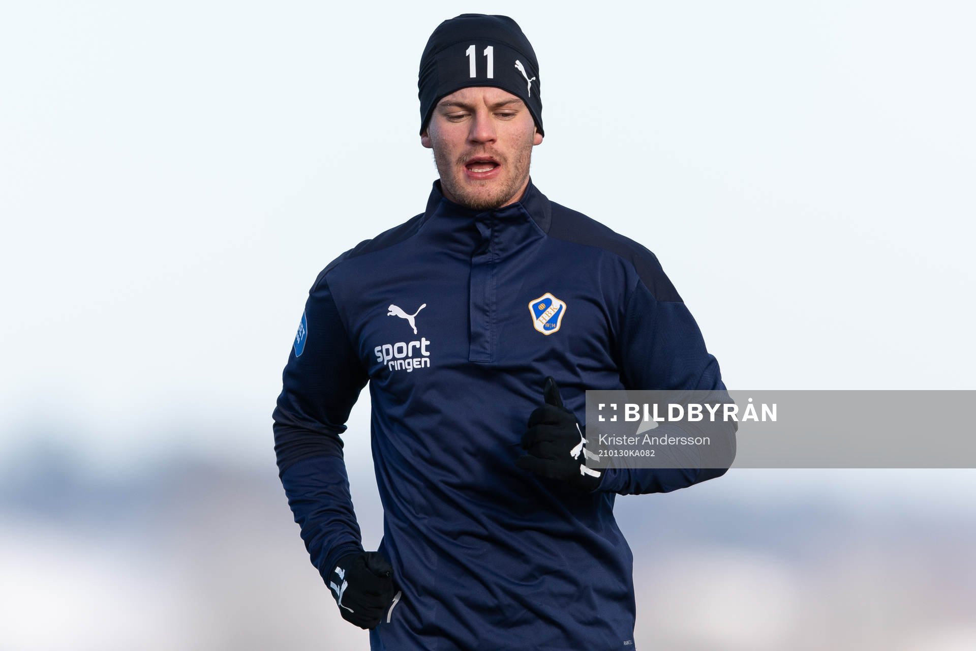 Halmstads Samuel Kroon före träningsmatchen i fotboll