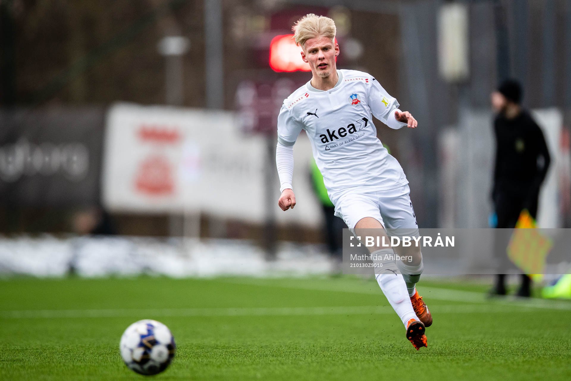 Helsingborgs Alvin Holmgren under träningsmatchen i fotboll mellan Helsingborg och Torn den 30 januari 2021 i Helsingborg. 