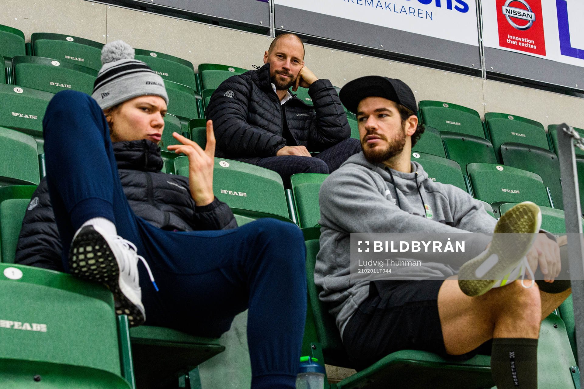Moritz Seider, sportchef Chris Abbott och Eric Gelinas på
