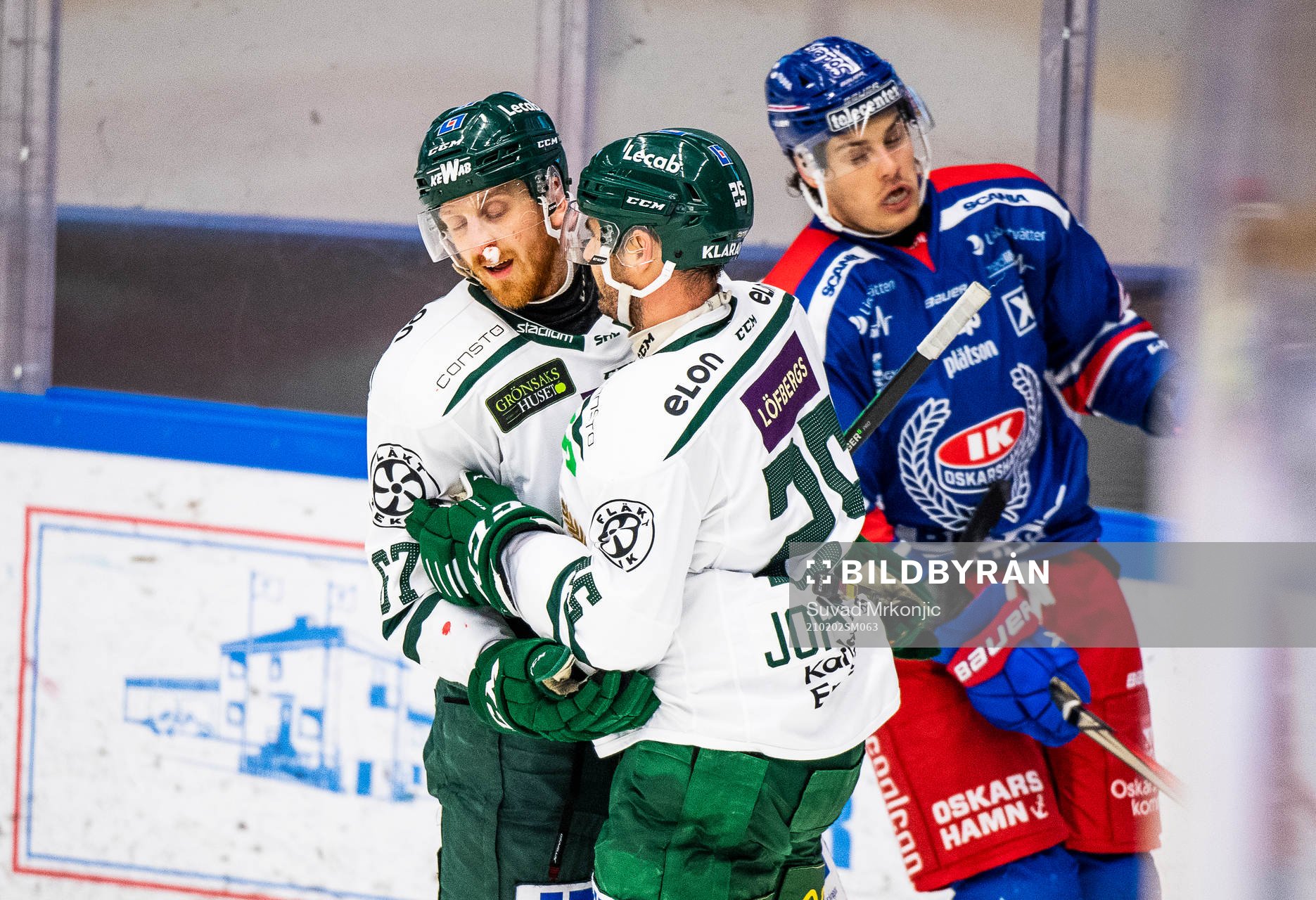 Färjestads Martin Johansson och Pontus Widerström jublar