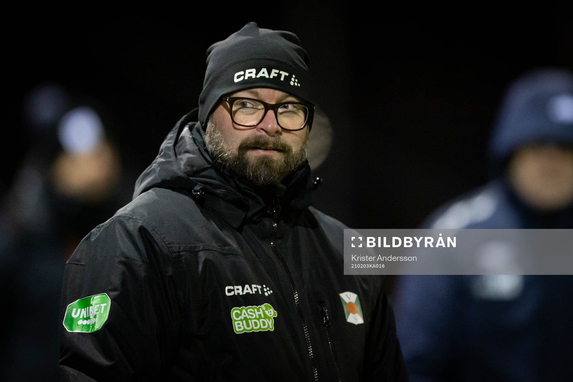 Varbergs tränare Joakim Persson under träningsmatchen i fotboll mellan Varberg och Tvååker den 3 februari 2021 i Varberg. 