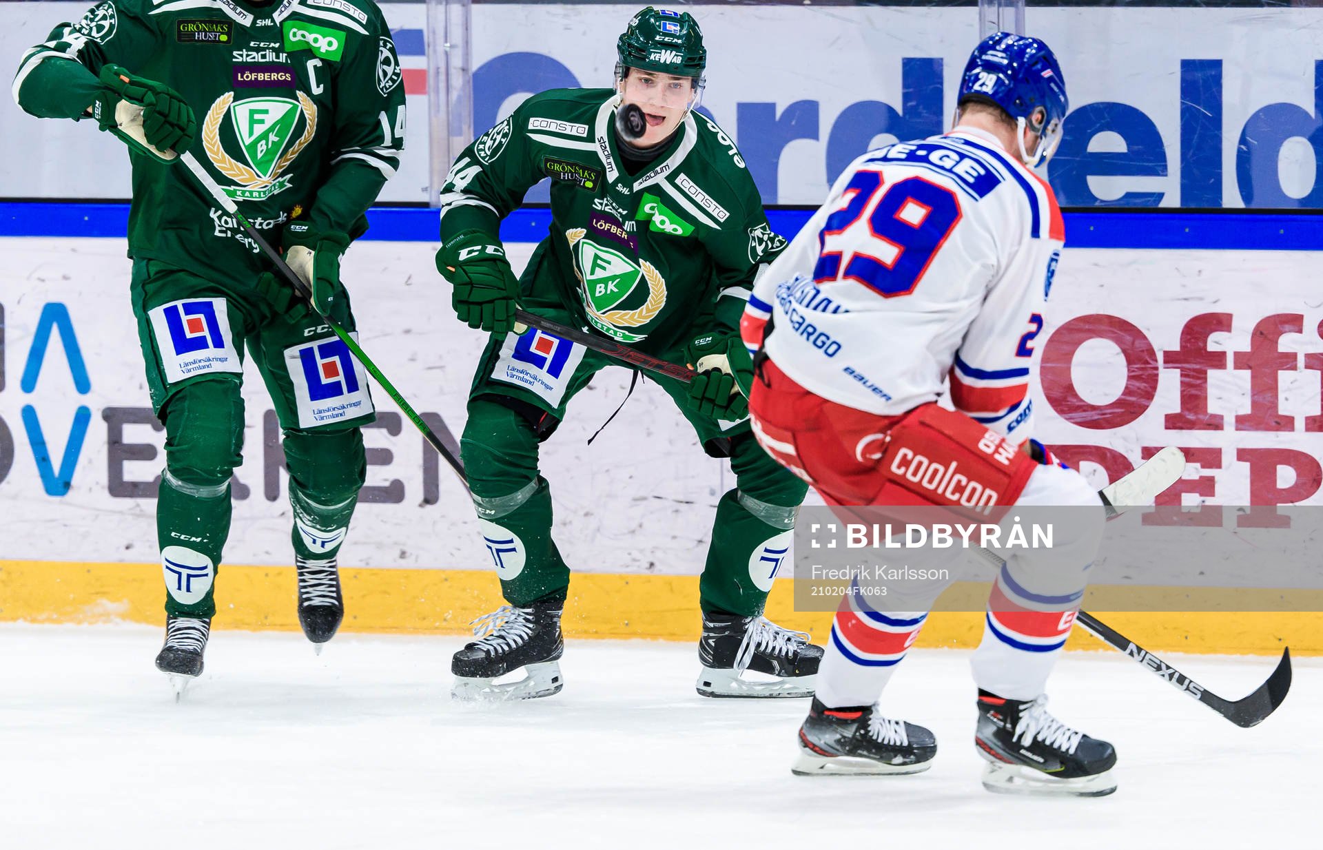 Färjestads Victor Ejdsell och Jacob Peterson