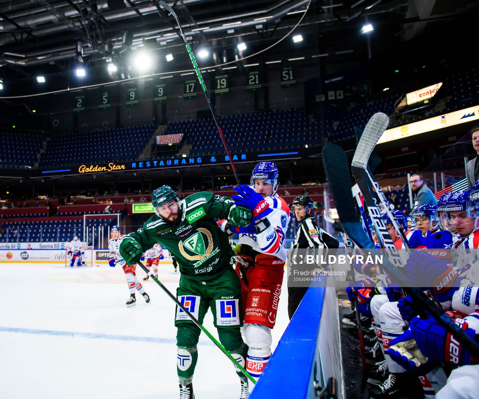 Färjestads Jesse Virtanen och Oskarshamns Andrew Obrien