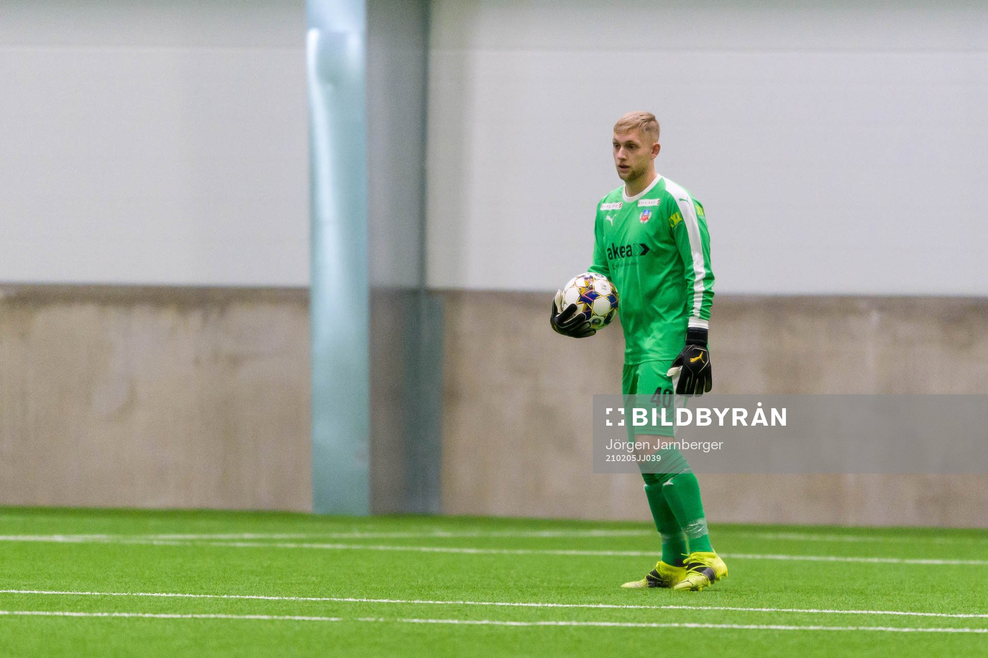 Helsingborgs målvakt Ian Pettersson under träningsmatchen i fotboll mellan Elfsborg och Helsingborg den 5 februari 2021 i Borås. 