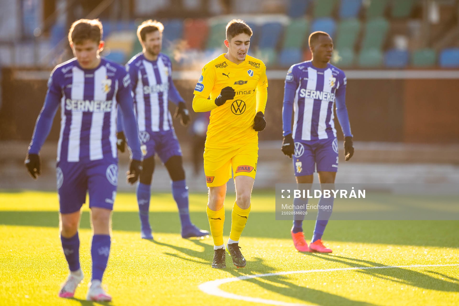 Halmstads Emil Tot Wikström efter sitt 0-1 mål under fotbollsmatchen i träningsmatchen mellan IFK Göteborg och Halmstad den 5 februari 2021 i Göteborg.