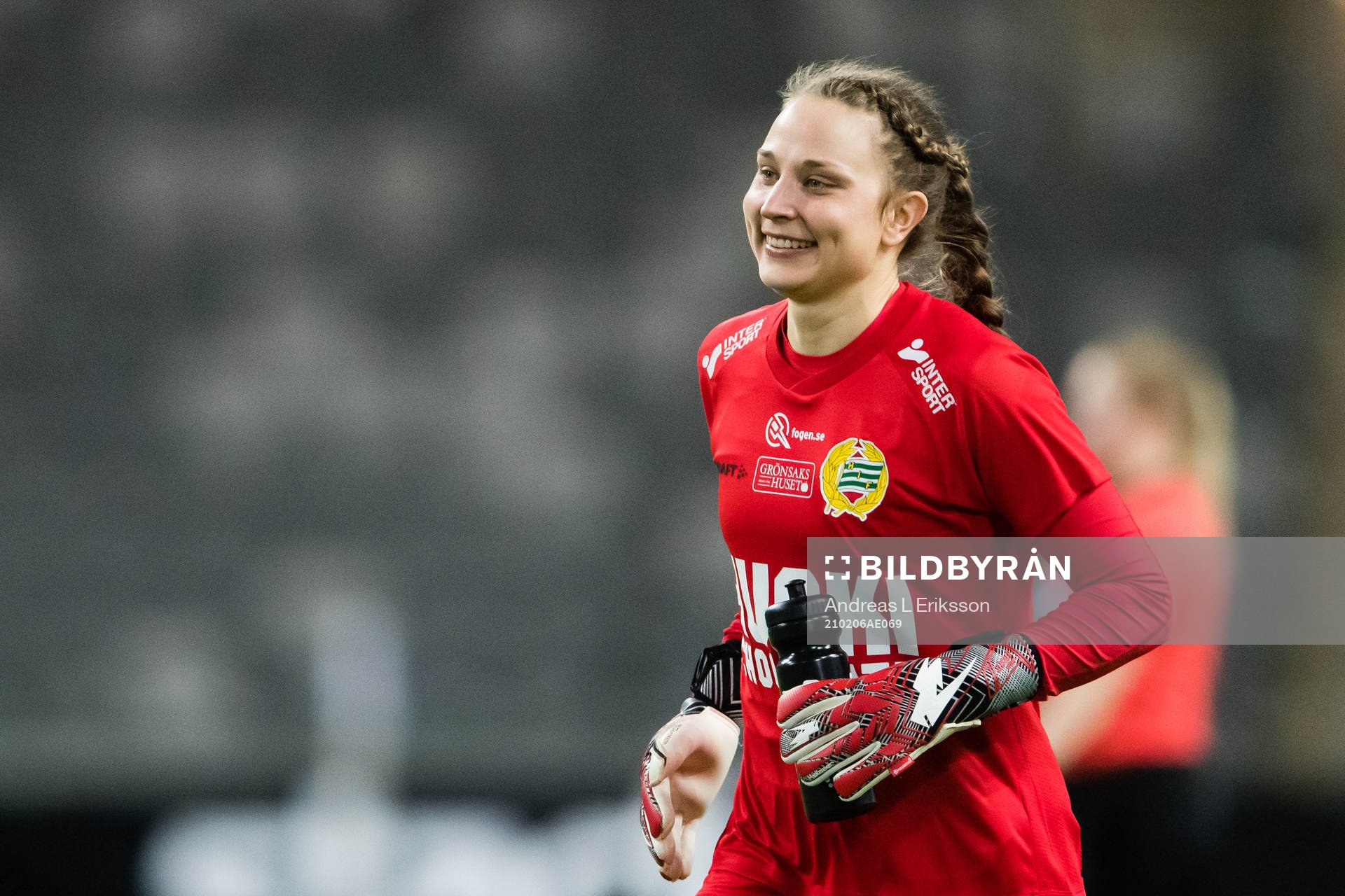 Hammarbys målvakt Anna Tamminen under träningsmatchen i fotboll mellan Hammarby och AIK den 6 februari 2021 i Stockholm. 