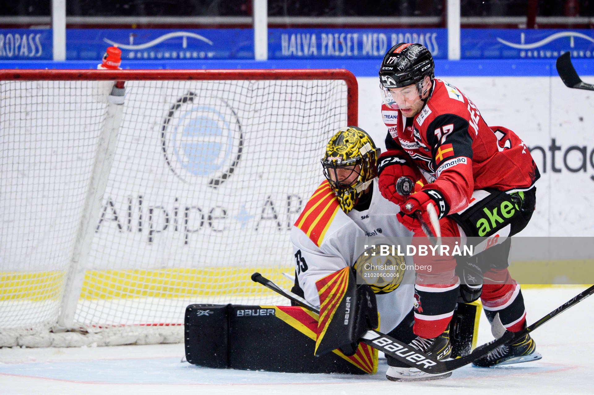 Malmö Redhawks Pathrik Westerholm och Brynäs målvakt