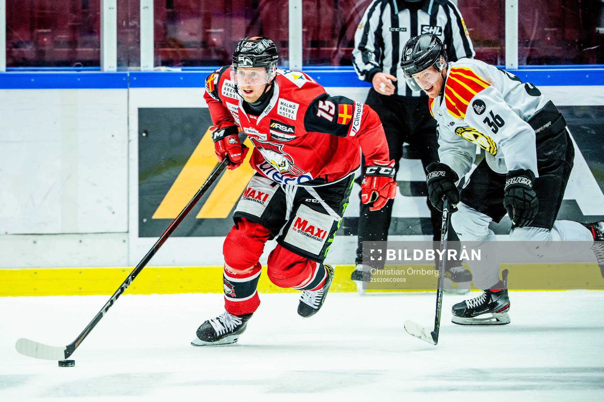 Malmö Redhawks Axel Wemmenborn mot Brynäs Linus Ölund