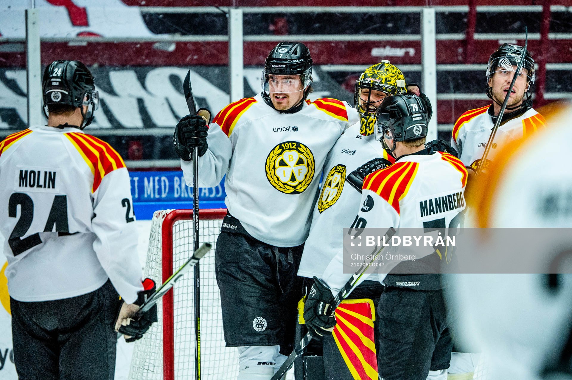 Brynäs Marcus Björk, målvakt Samuel Ersson och Daniel