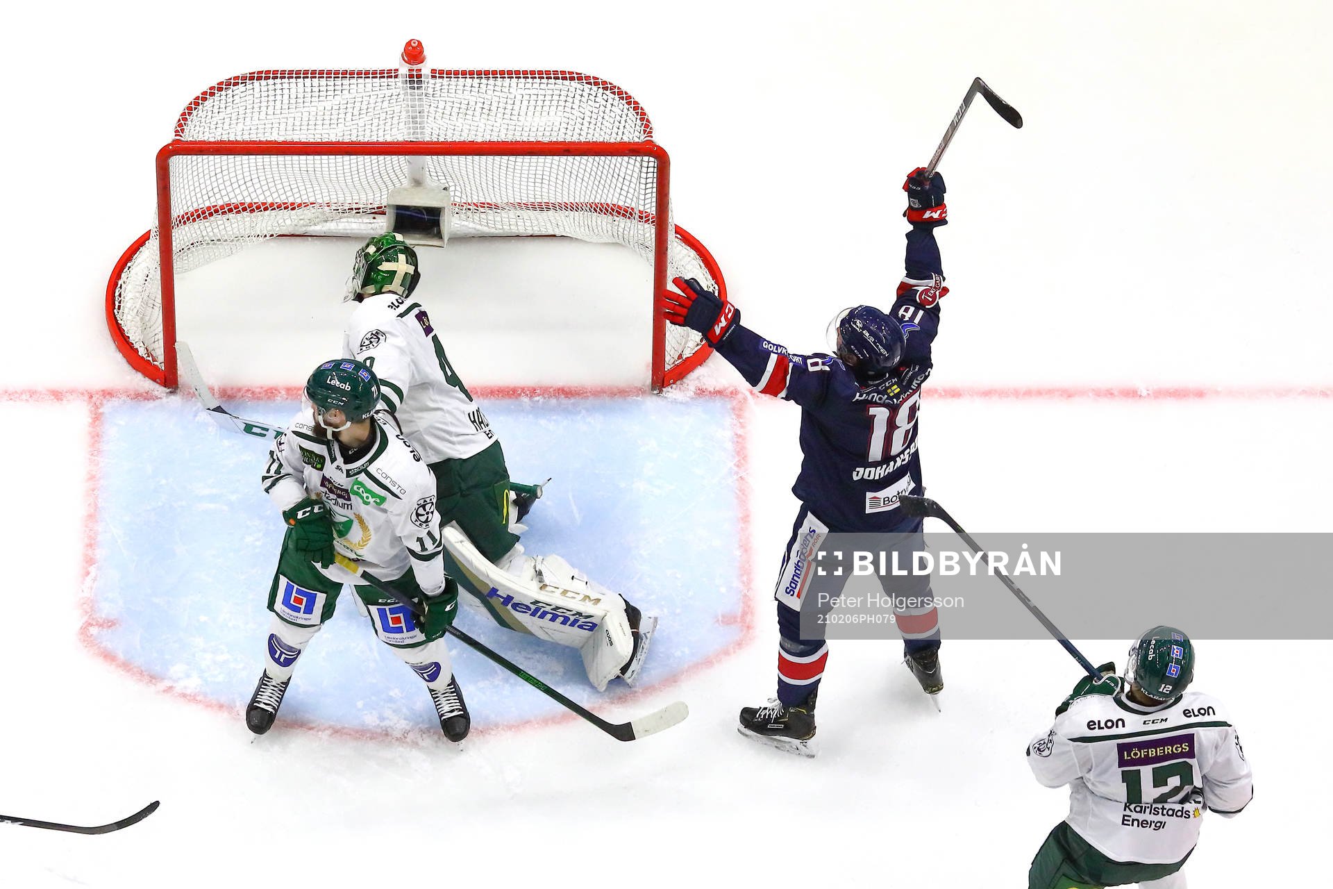 Linköpings Alexander Johansson jublar vid mål 3-1 av