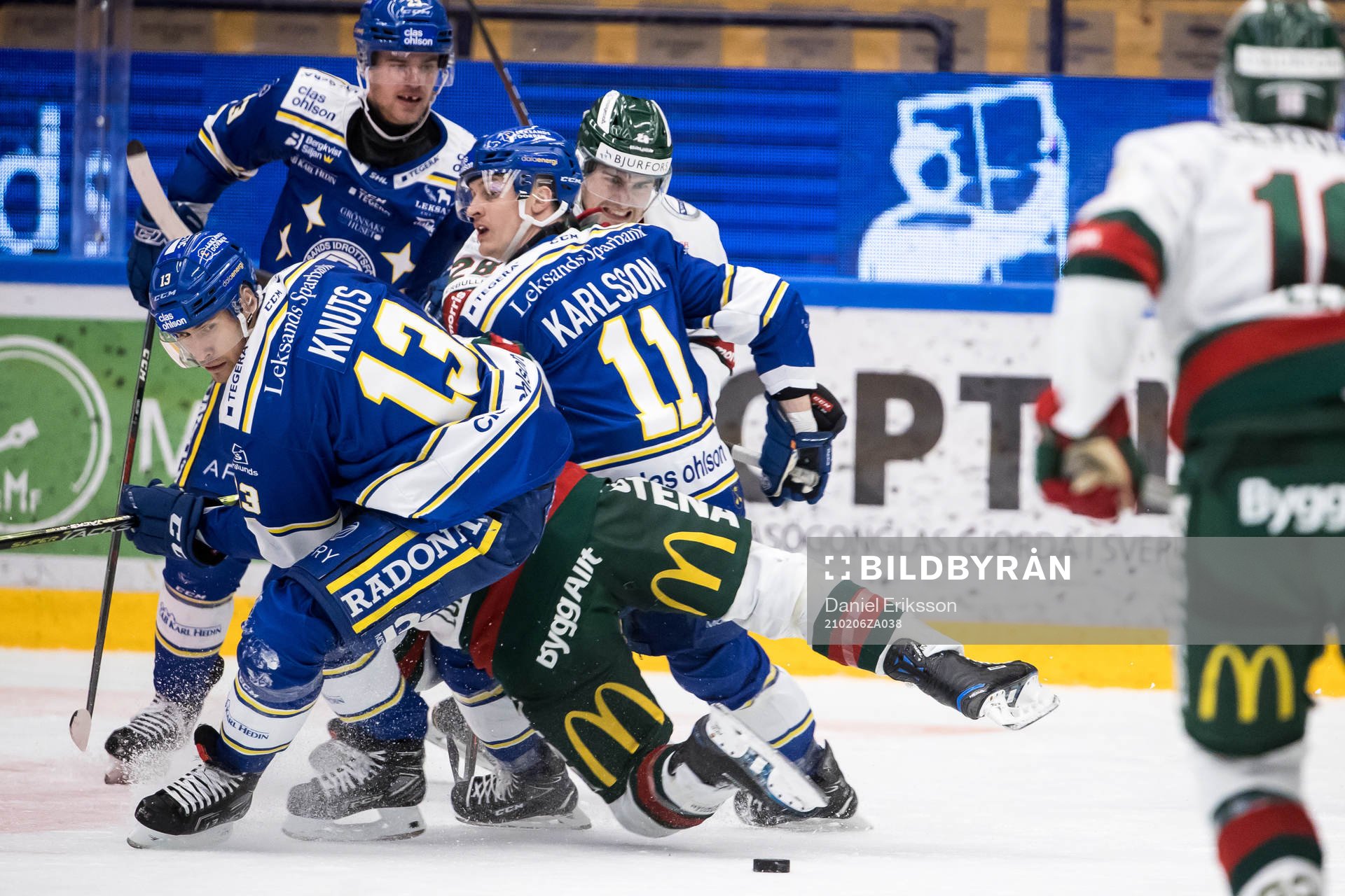Leksands Jon Knuts och Martin Karlsson och Frölundas Elmer