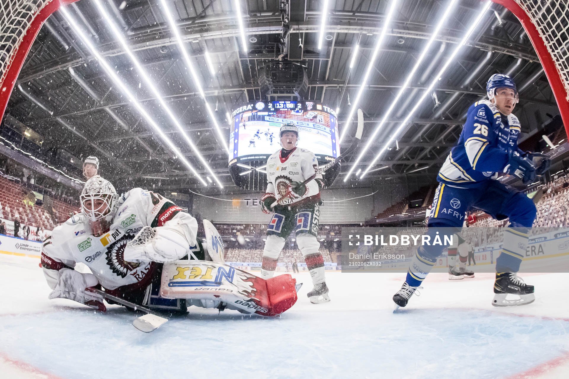 Frölundas målvakt Niklas Rubin och Leksands Patrik Norén