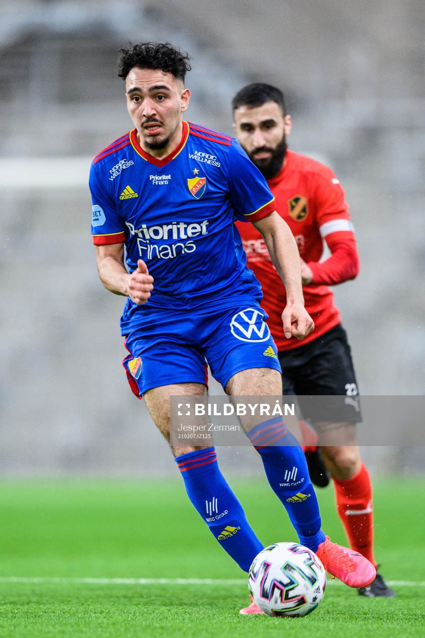 Djurgårdens Alexandros Garcia-Tsotidis under träningsmatchen i fotboll mellan Djurgården och Vasalund den 7 februari 2021 i Stockholm.
