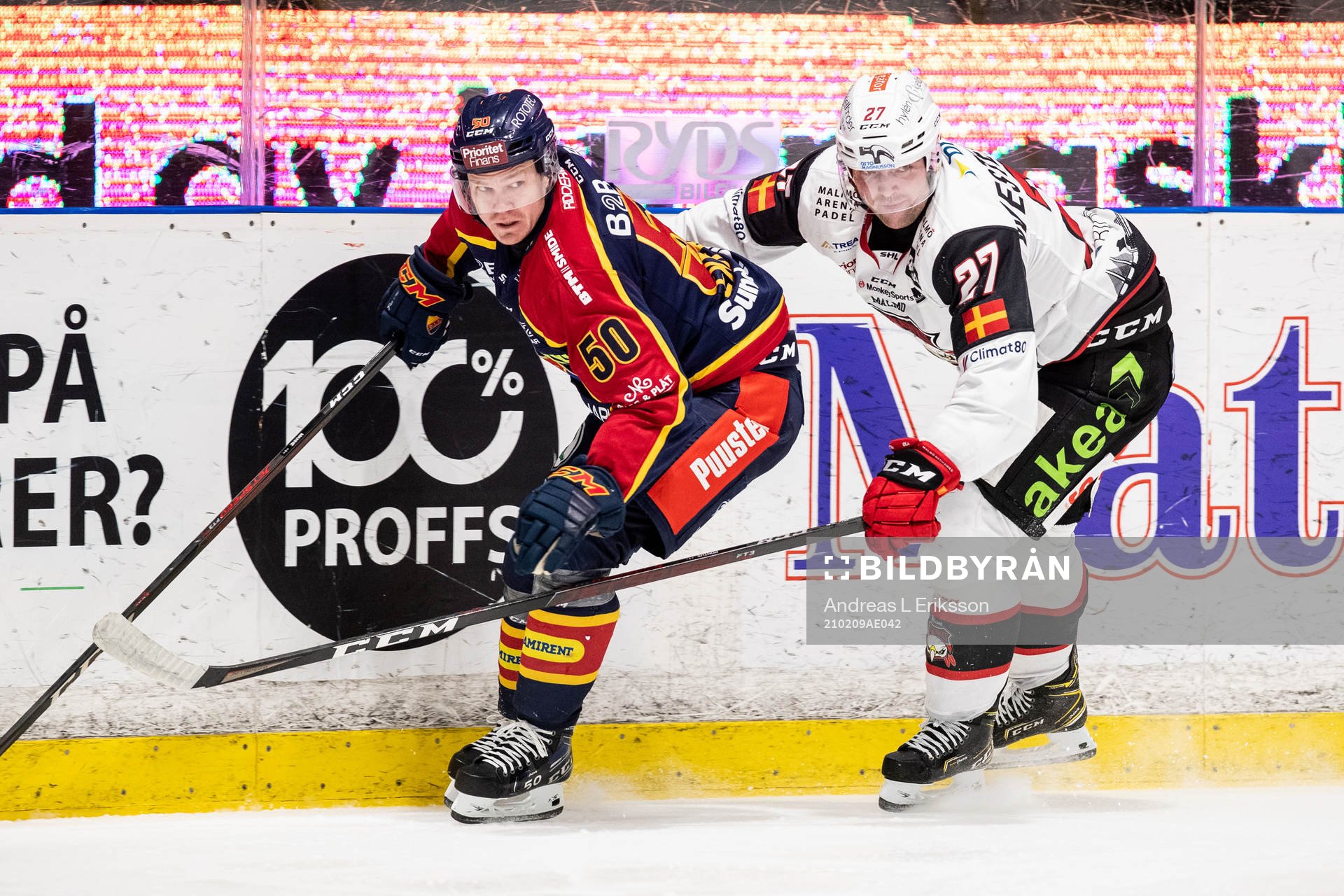 Djurgårdens Tobias Ekberg och Malmö Redhawks Ponthus
