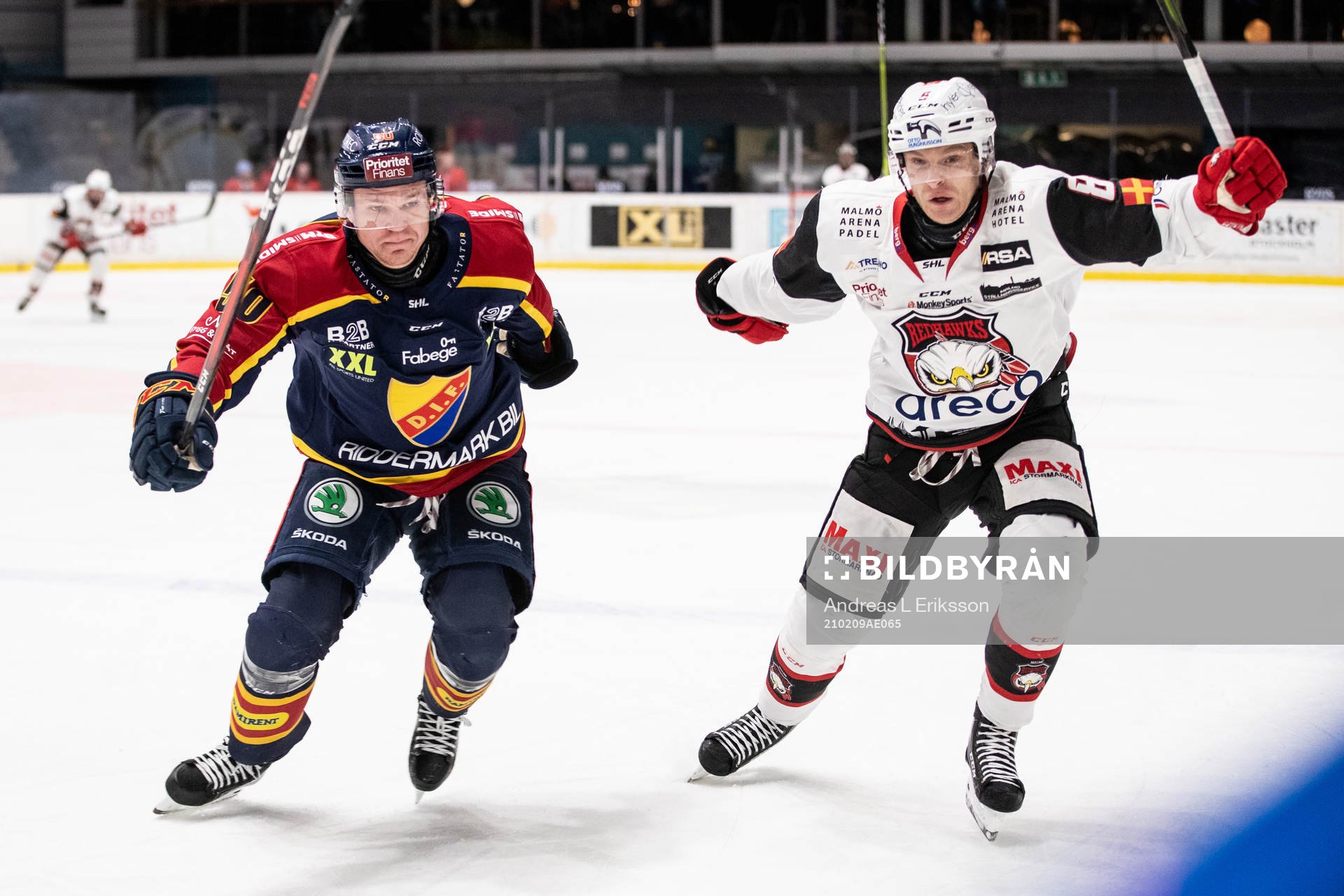 Djurgårdens Tobias Ekberg och Malmö Redhawks Johan