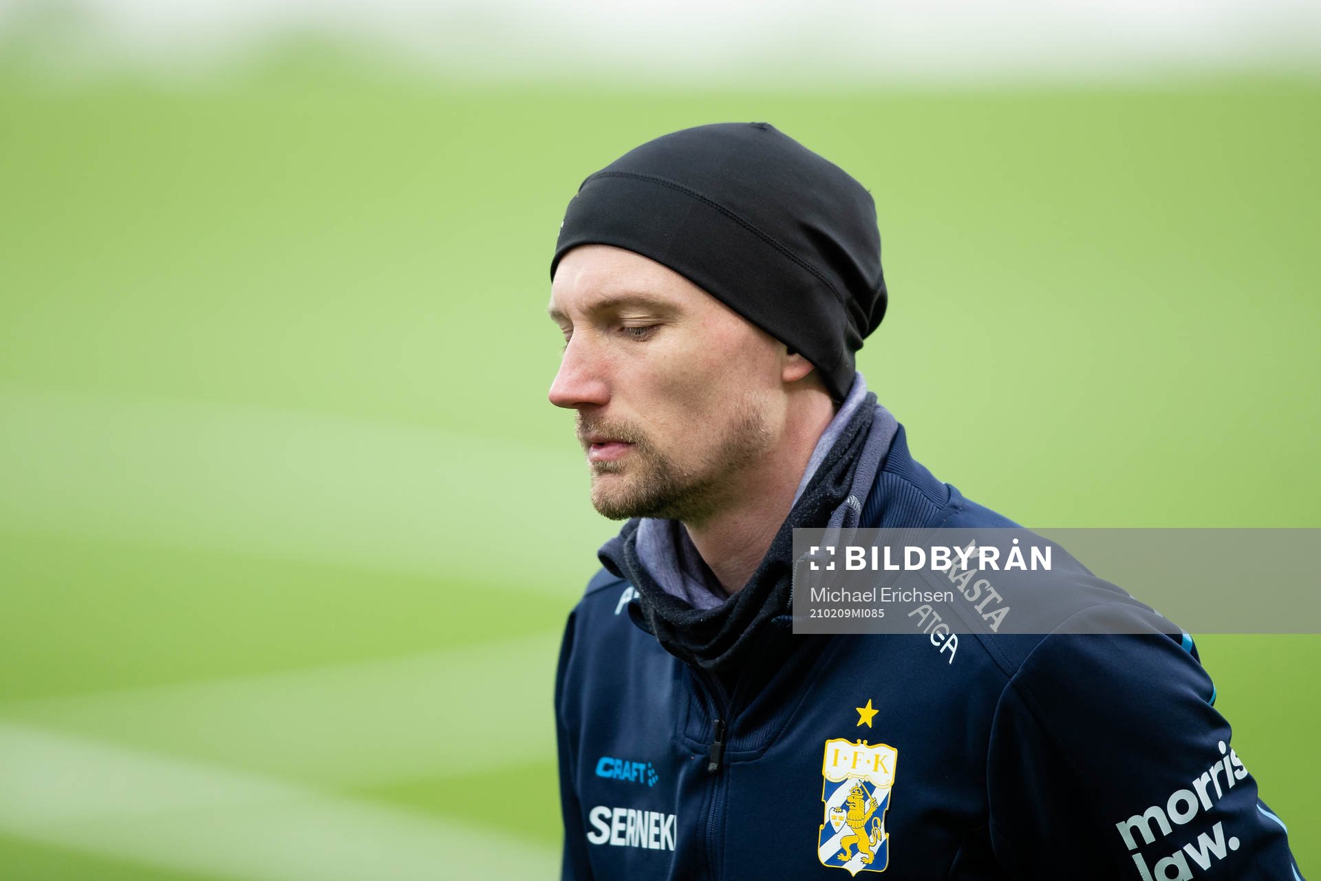 IFK Göteborgs Sebastian Eriksson innan fotbollsmatchen i