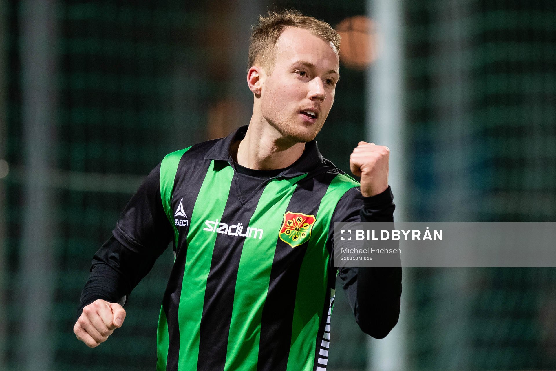 GAIS Daniel Sterner jublar efter sitt 3-1 mål under träningsmatchen i fotboll mellan GAIS och Trollhättan den 10 februari 2021 i Göteborg.