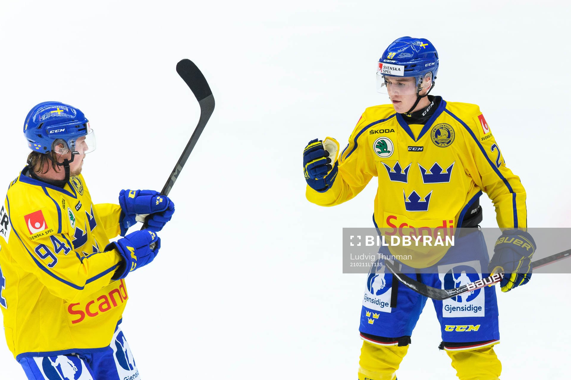 Nils Lundkvist of Sweden celebrate with Joel Persson