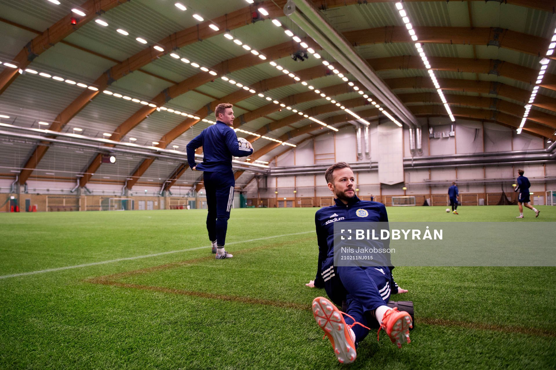 David Myrestam och Robert Lundström under en träning med GIF Sundsvall den 11 februari 2021 i Sundsvall. 