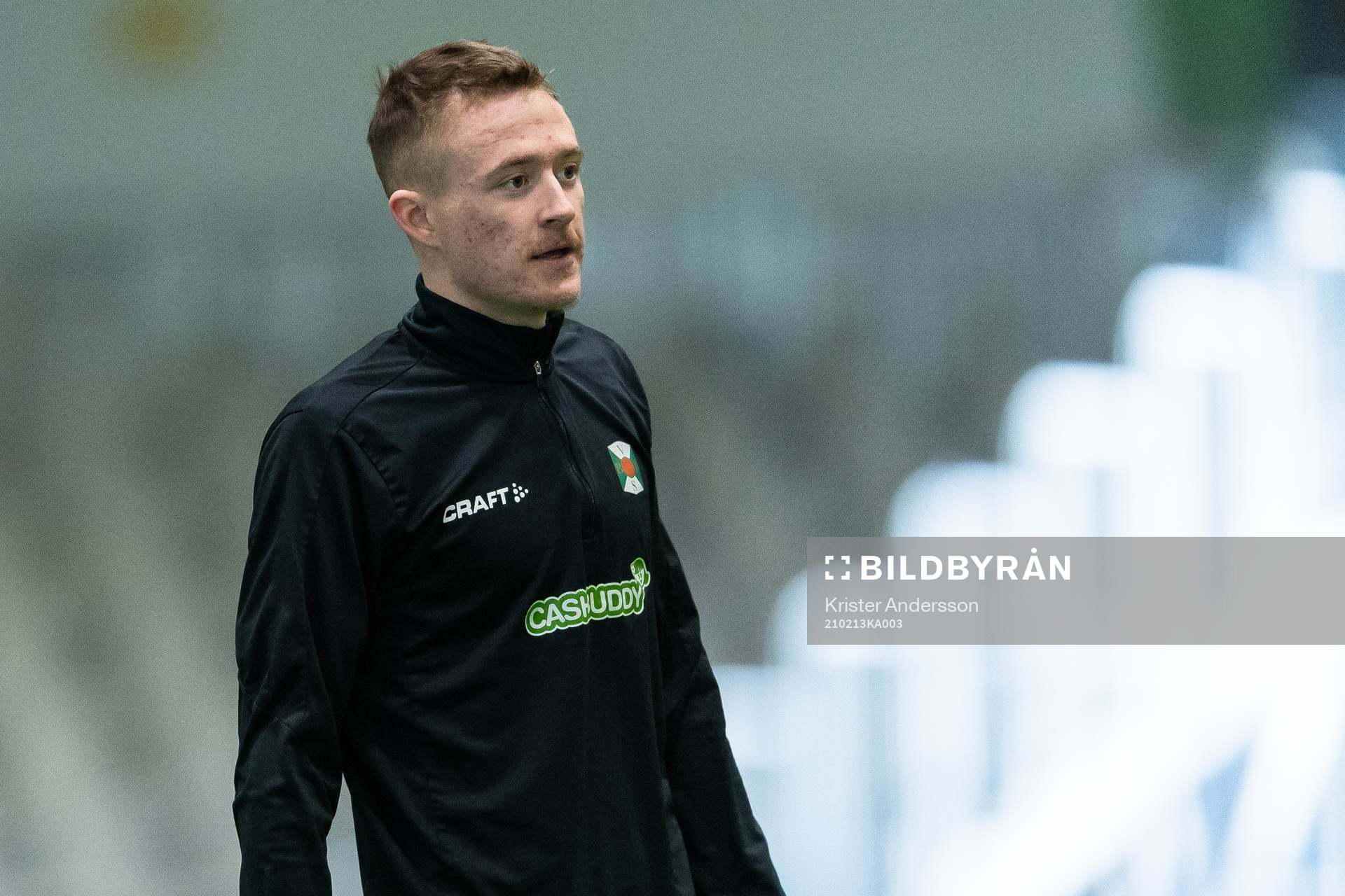 Varbergs Rasmus Cronvall före träningsmatchen i fotboll