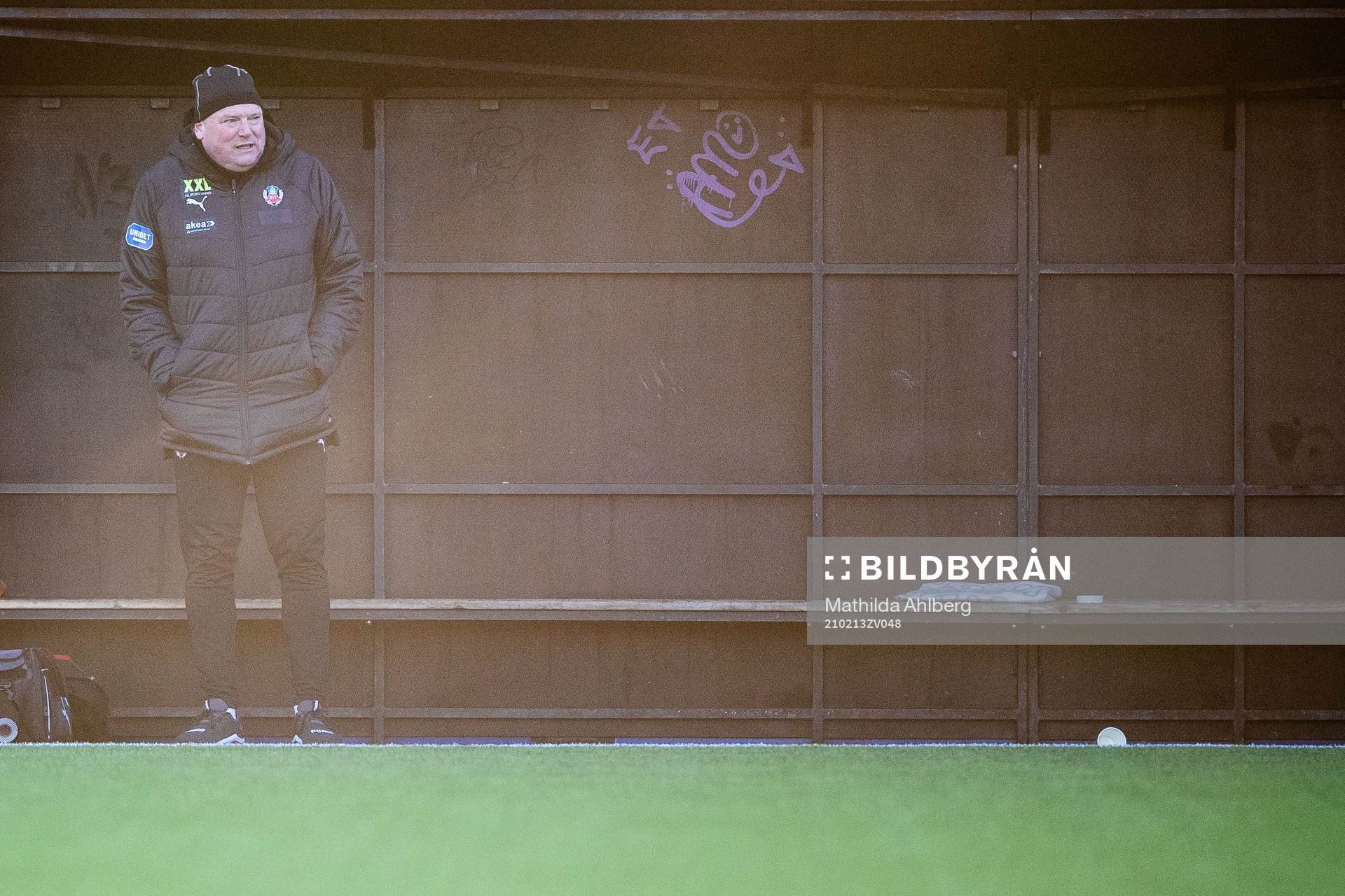 Helsingborgs tränare Jörgen Lennartsson under träningsmatchen i fotboll mellan Helsingborg och IFK Göteborg den 13 februari 2021 i Helsingborg.