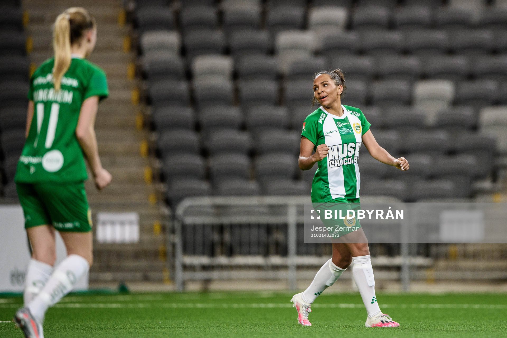 Hammarbys Madelen Janogy jublar efter 4-1 under finalen i Volkswagen Challenge mellan Hammarby och Brommapojkarna den 14 februari 2021 i Stockholm. 