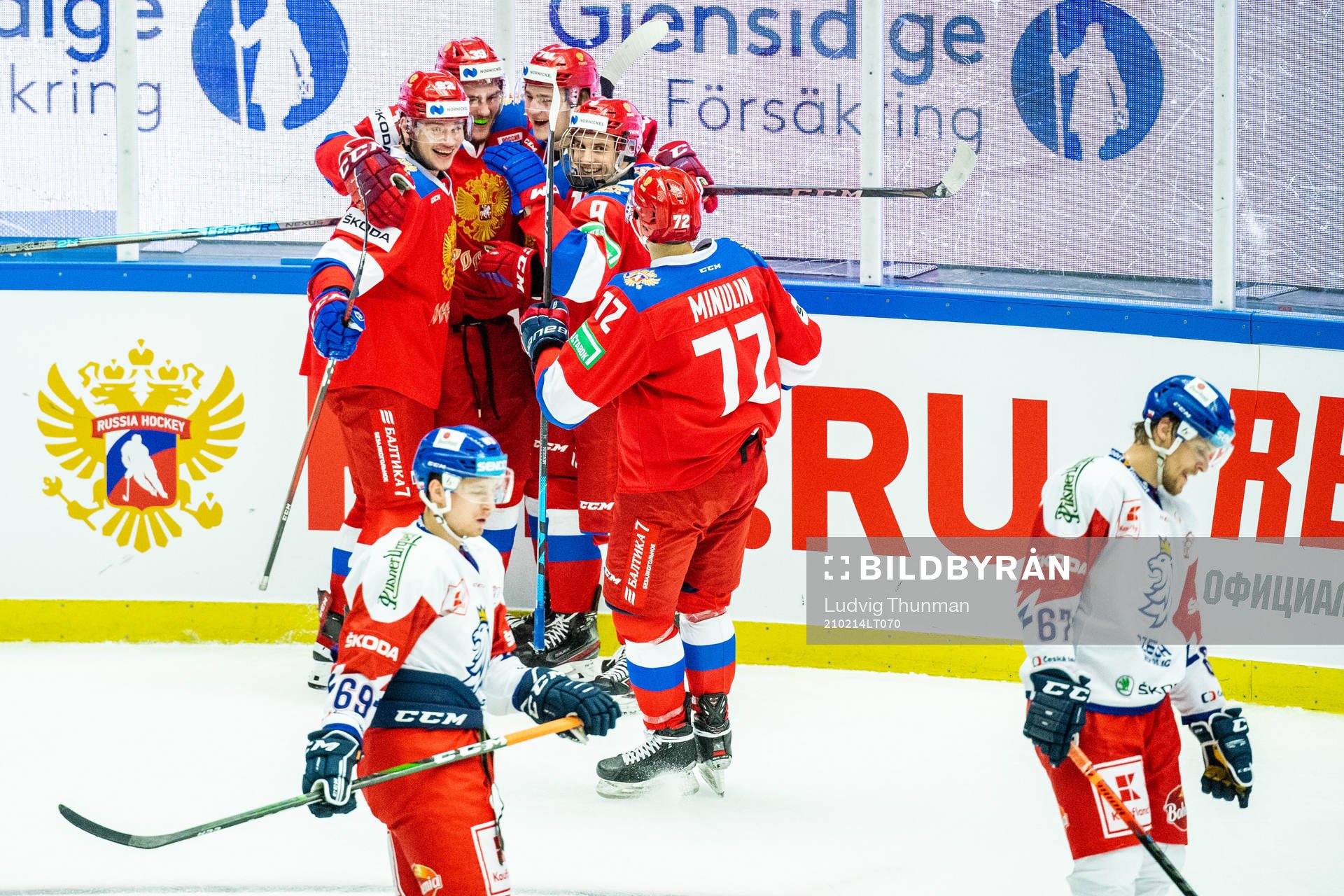 Players of Russia celebrates meanwhile the players of Czech