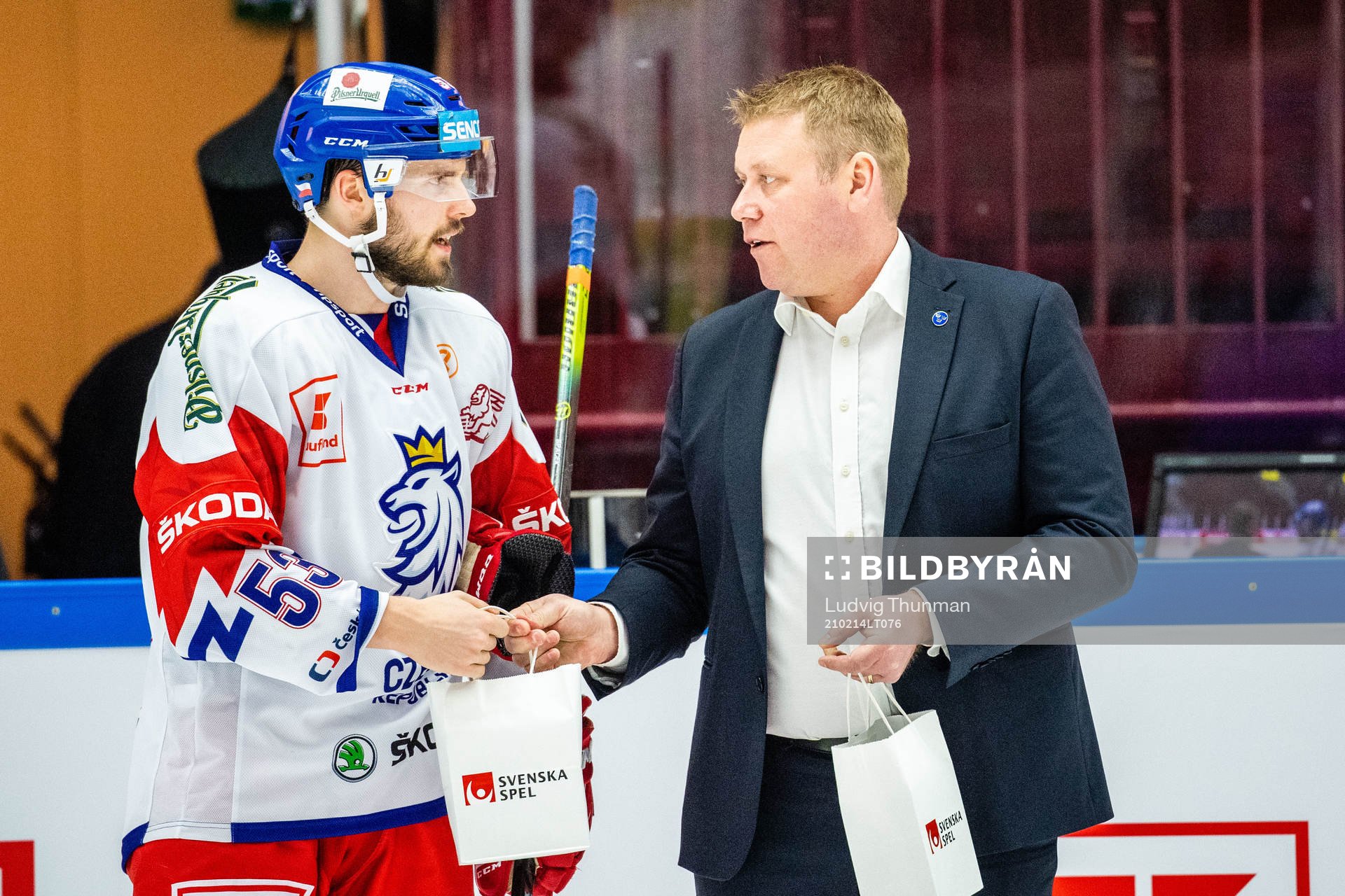 Michael Spacek of Czech Republic is awarded players of the