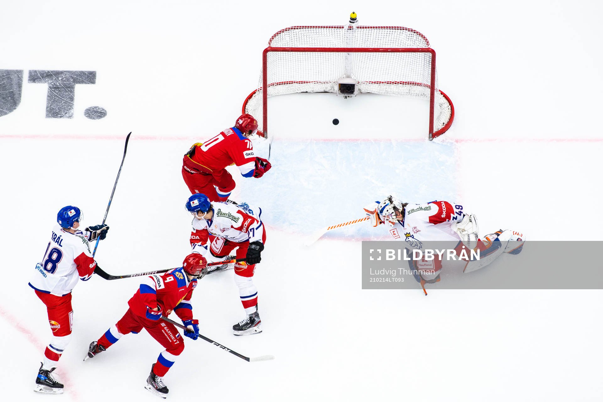 Zakhar Bardakov of Russia scores 1-0 behind goalkeeper