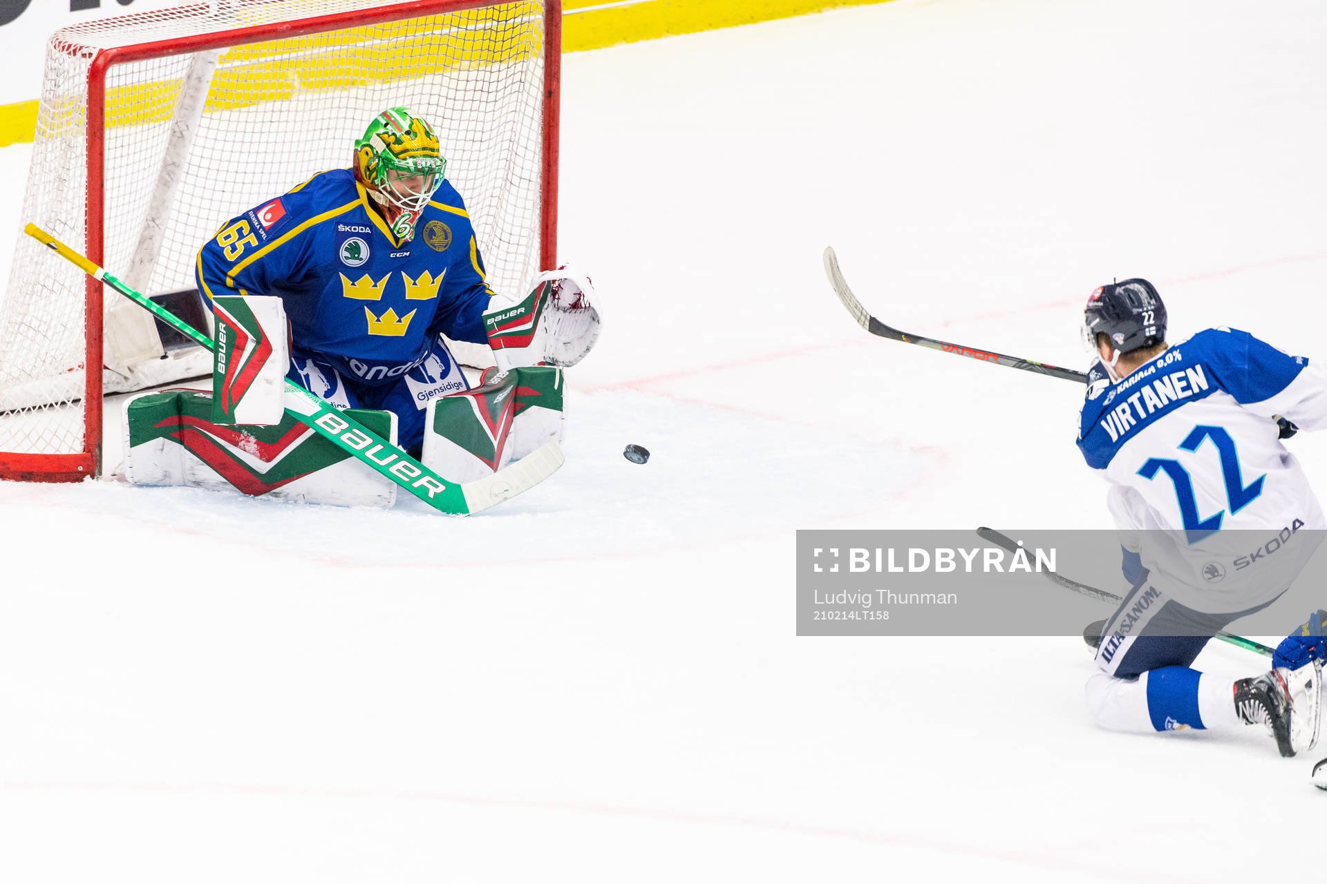 Goalkeeper Christoffer Rifalk of Sweden with a save