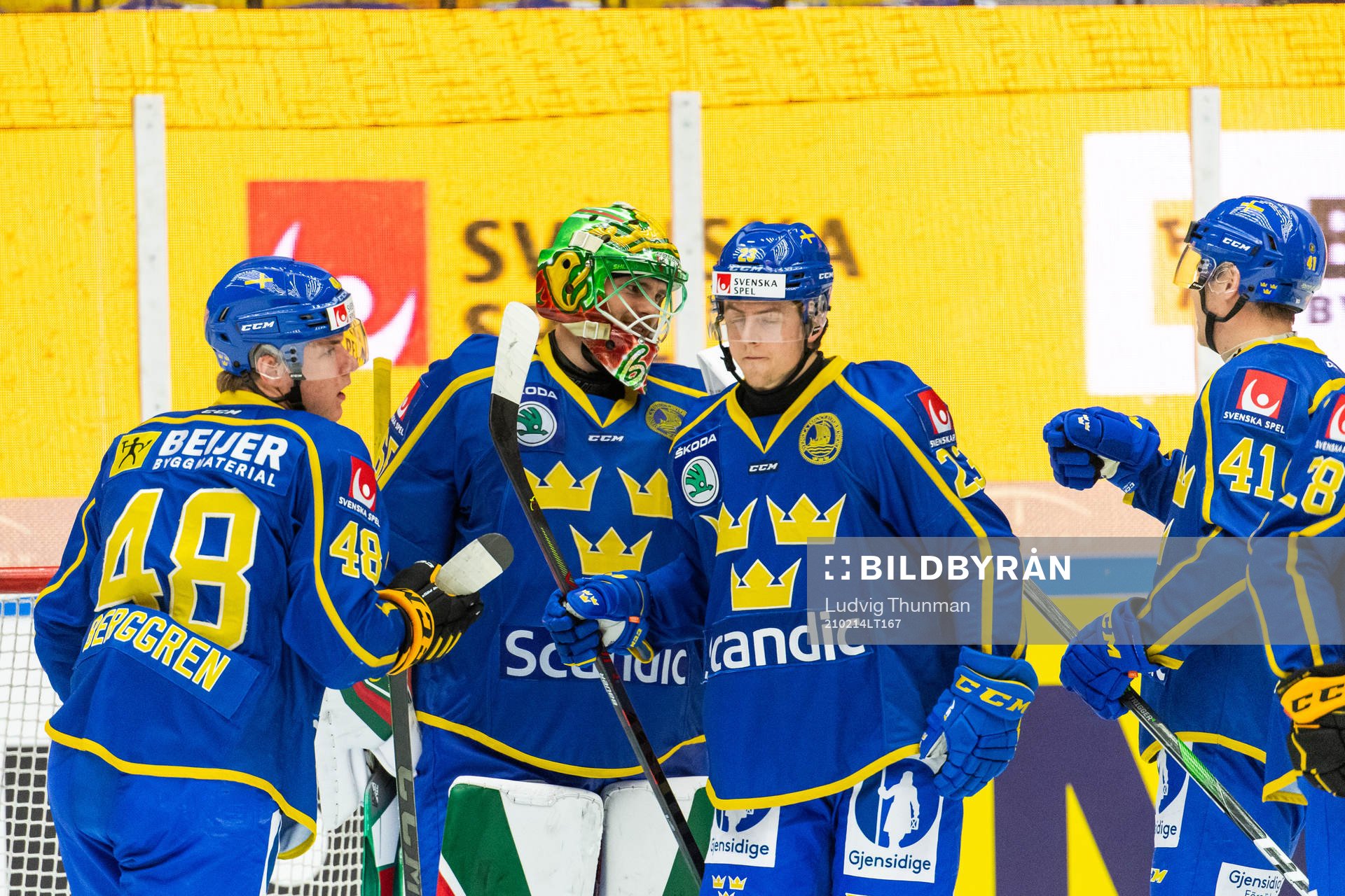 Goalkeeper Christoffer Rifalk of Sweden celebrates with