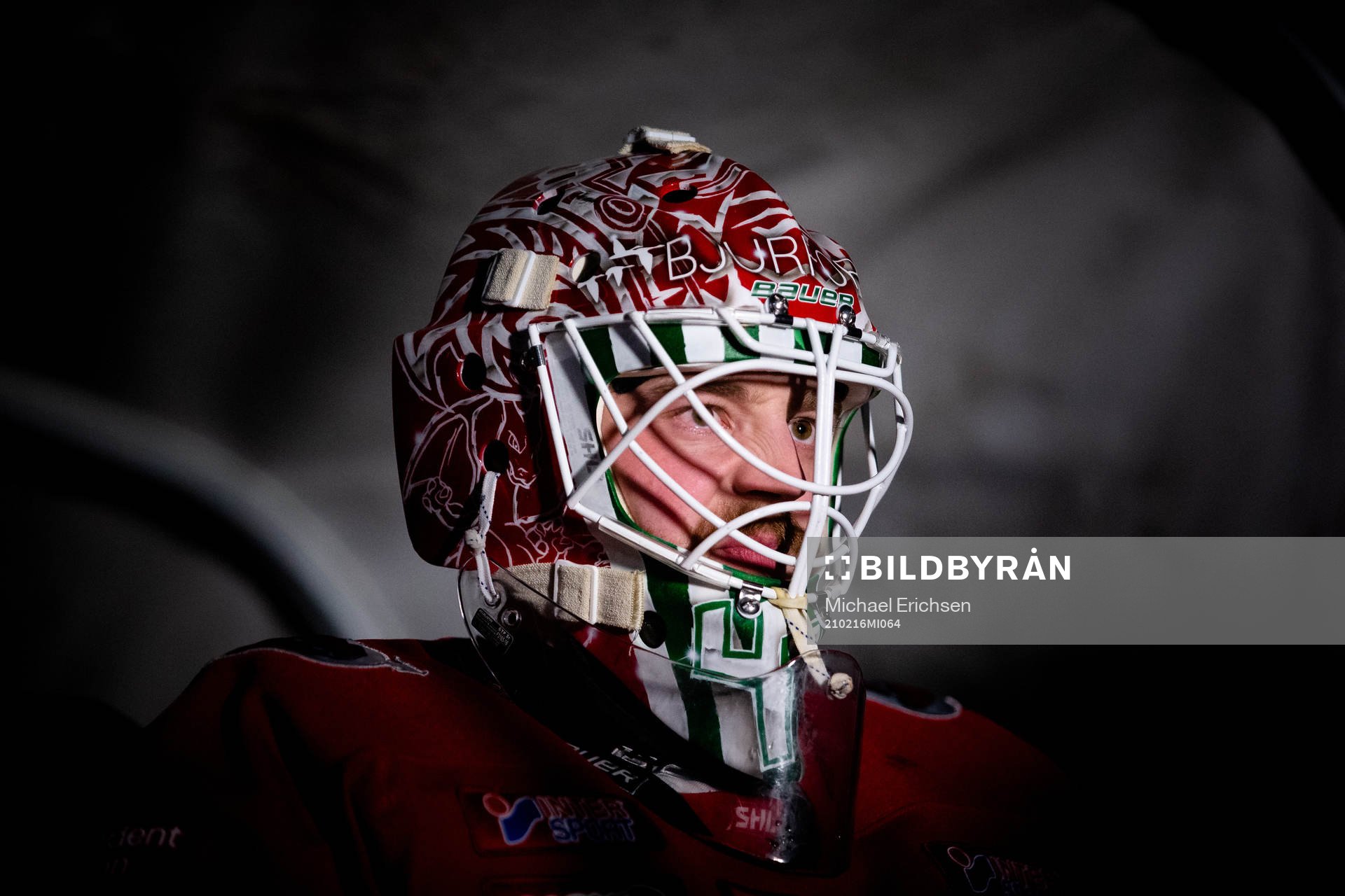 Frölundas målvakt Niklas Rubin innan ishockeymatchen i