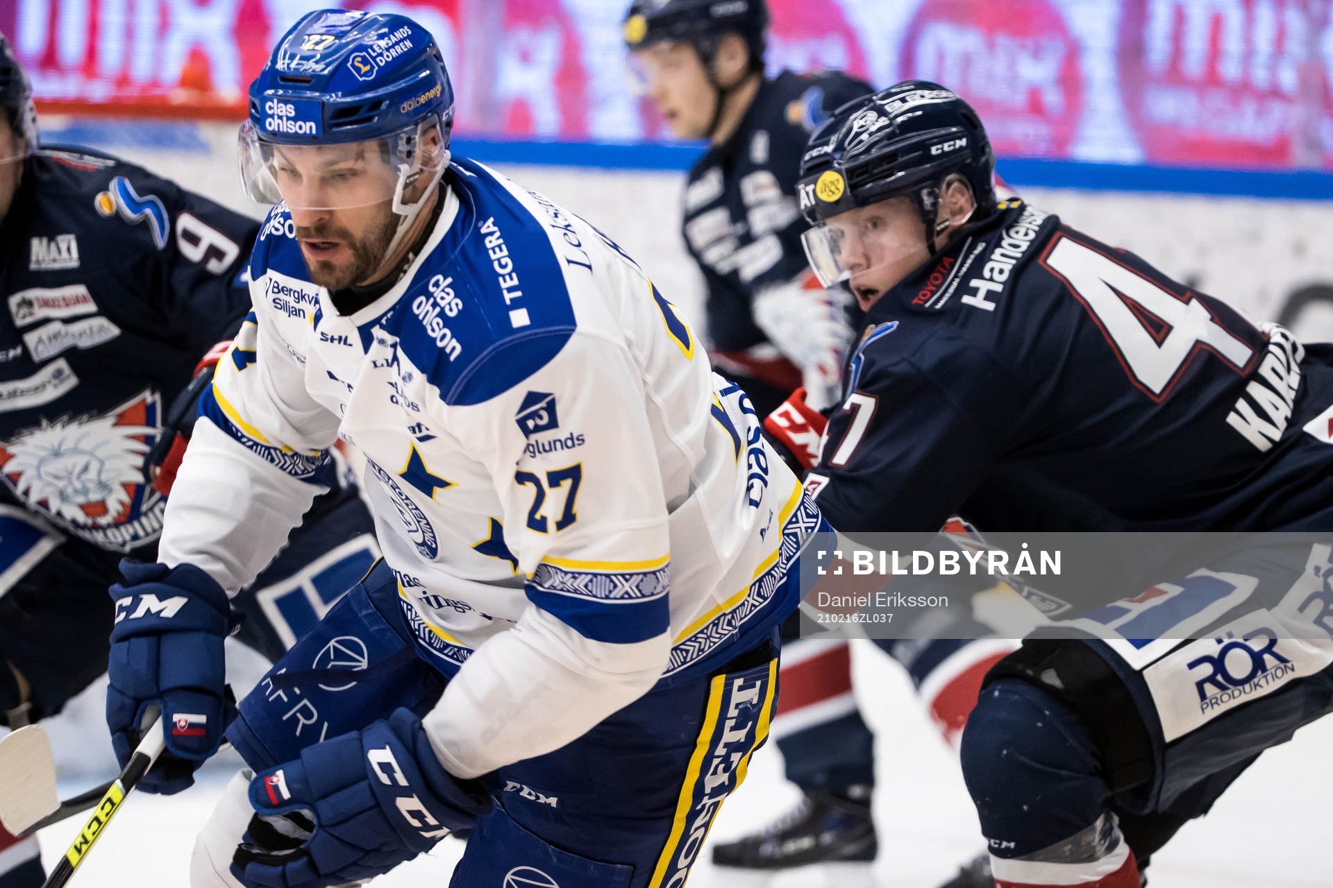 Leksands Marek Hrivik och Linköpings Anton Karlsson
