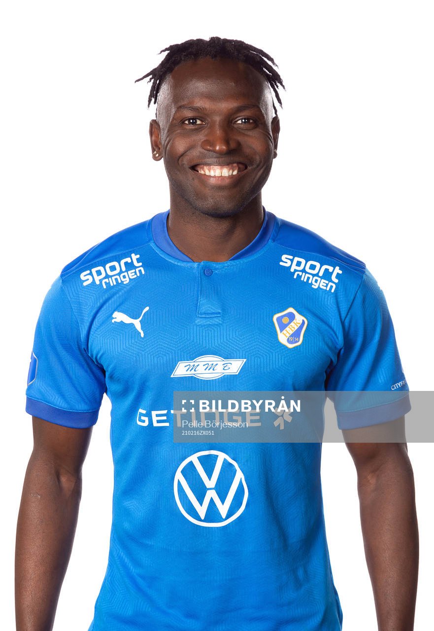 Halmstads Alhassan Haestad Kamara poserar för ett porträtt den 16 februari 2021 i Halmstad.