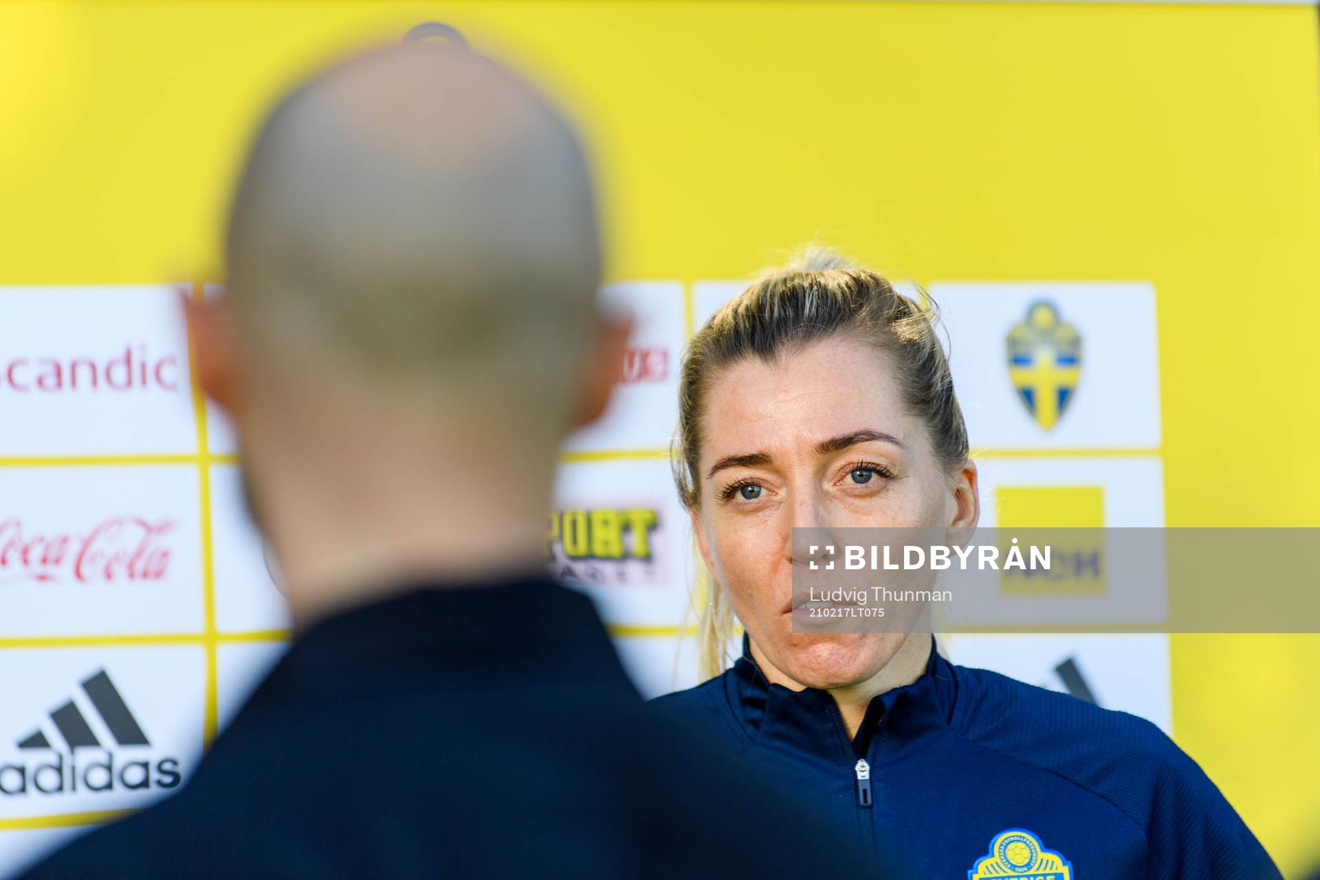 Linda Sembrant is interviewed by the media