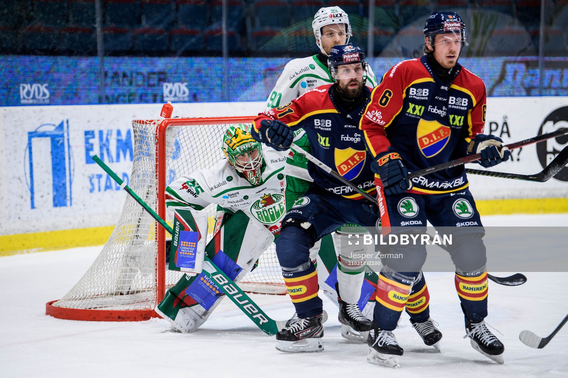 Rögles målvakt Christoffer Rifalk och Ted Brithén mot