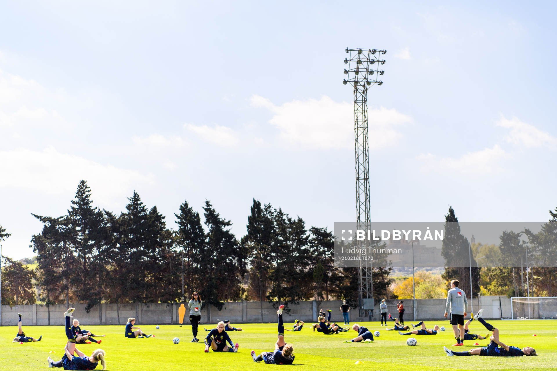 Players stretch