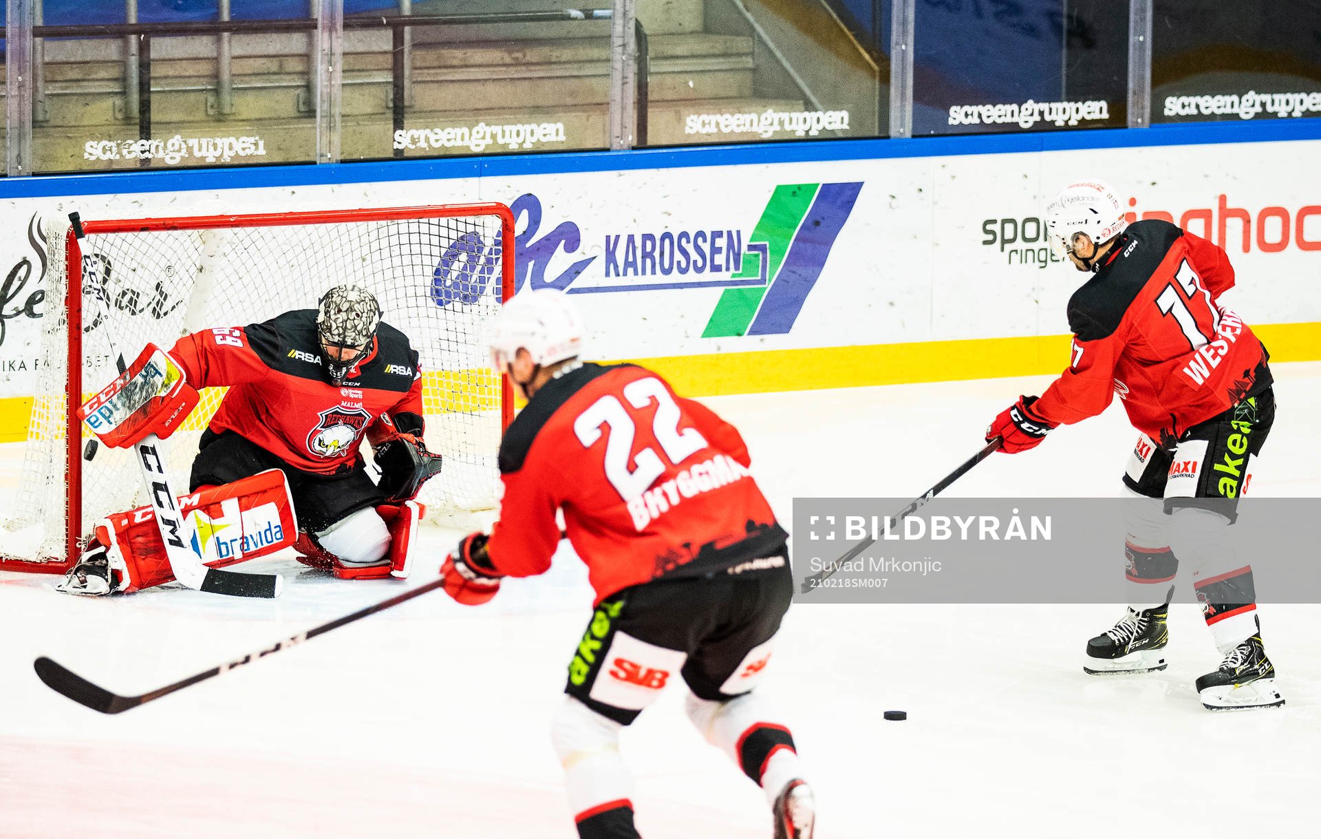 Malmö Redhawks målvakt Oscar Alsenfelt och Pathrik