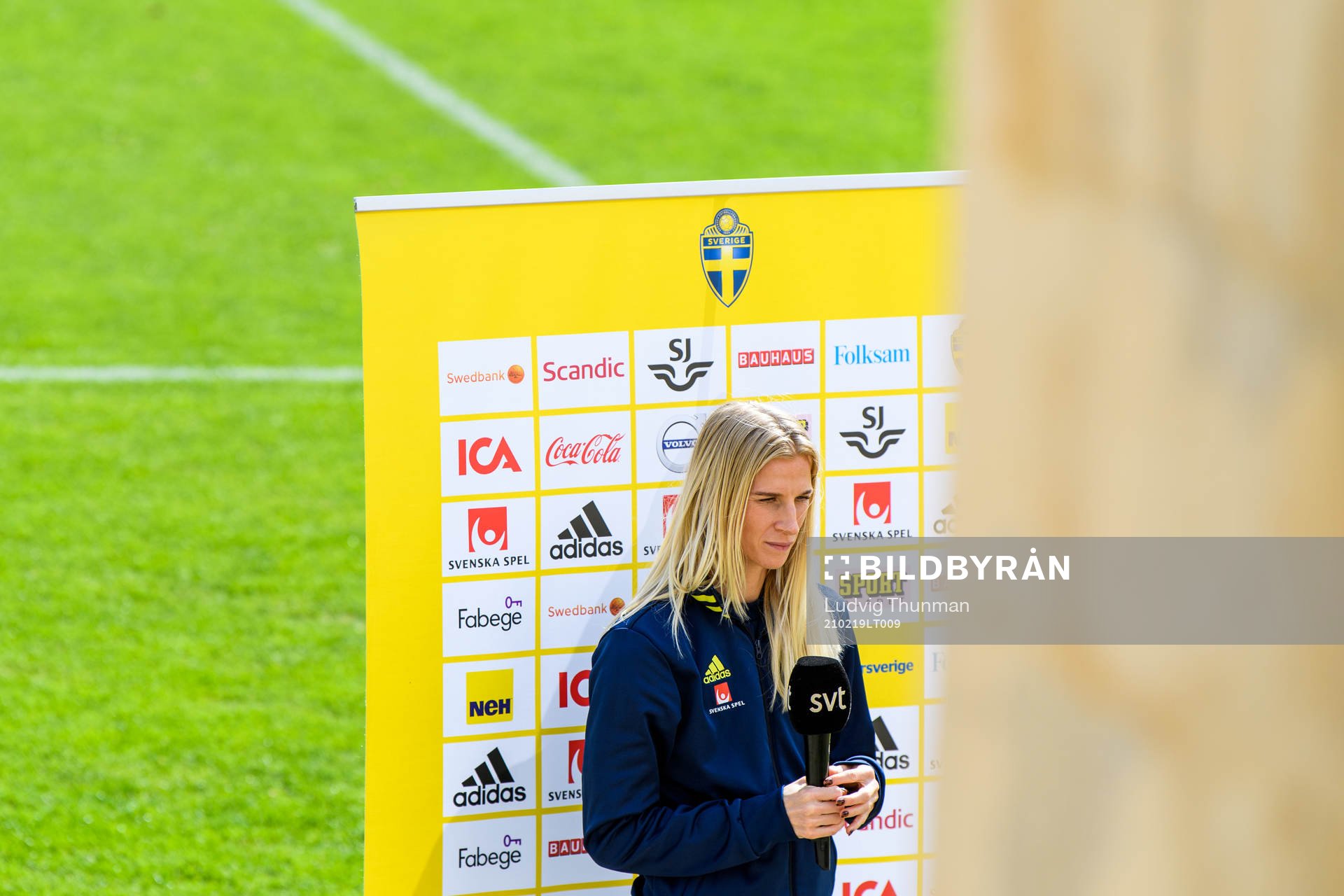 Sofia Jakobsson is interviewed by the media