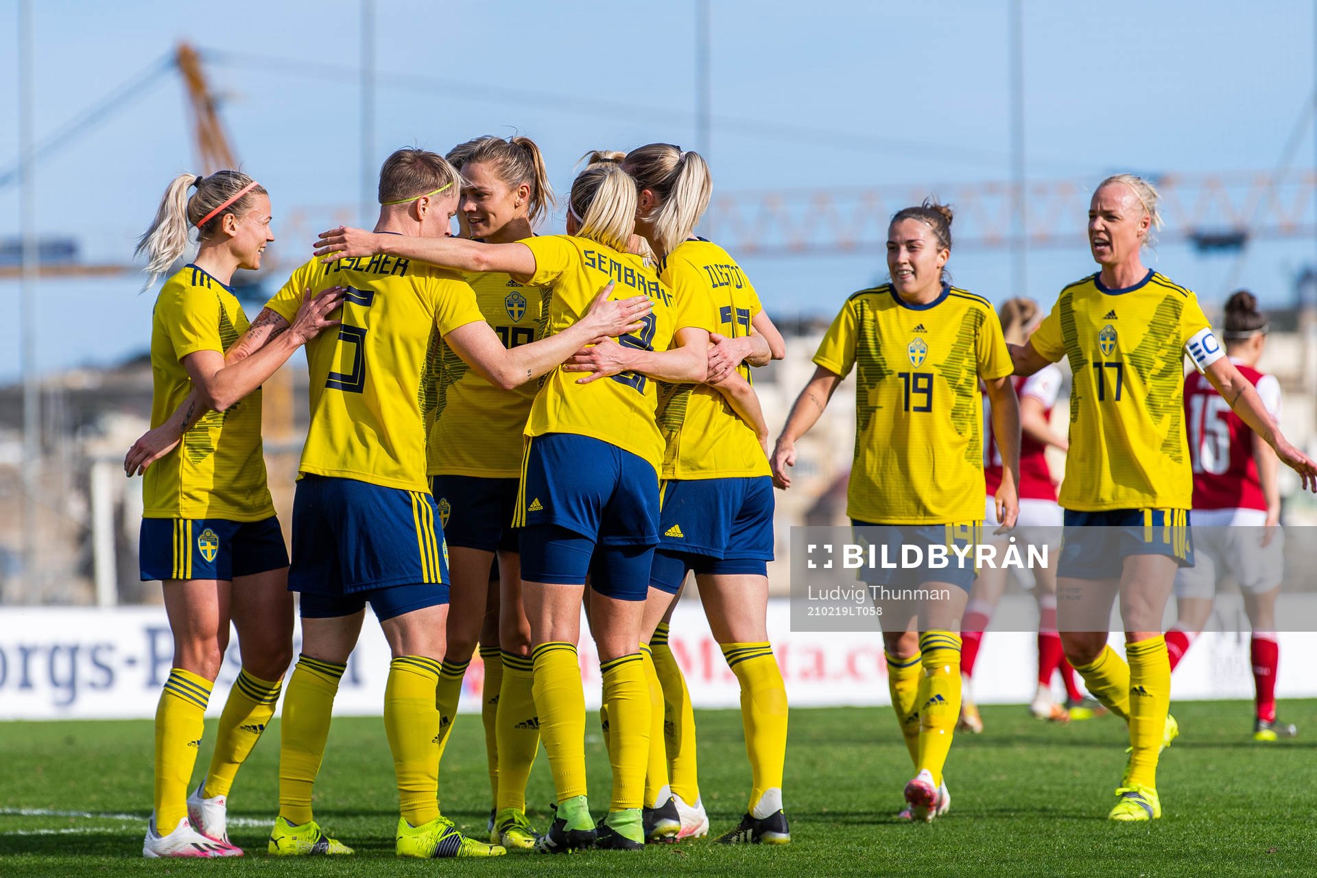 Players of Sweden celebrate