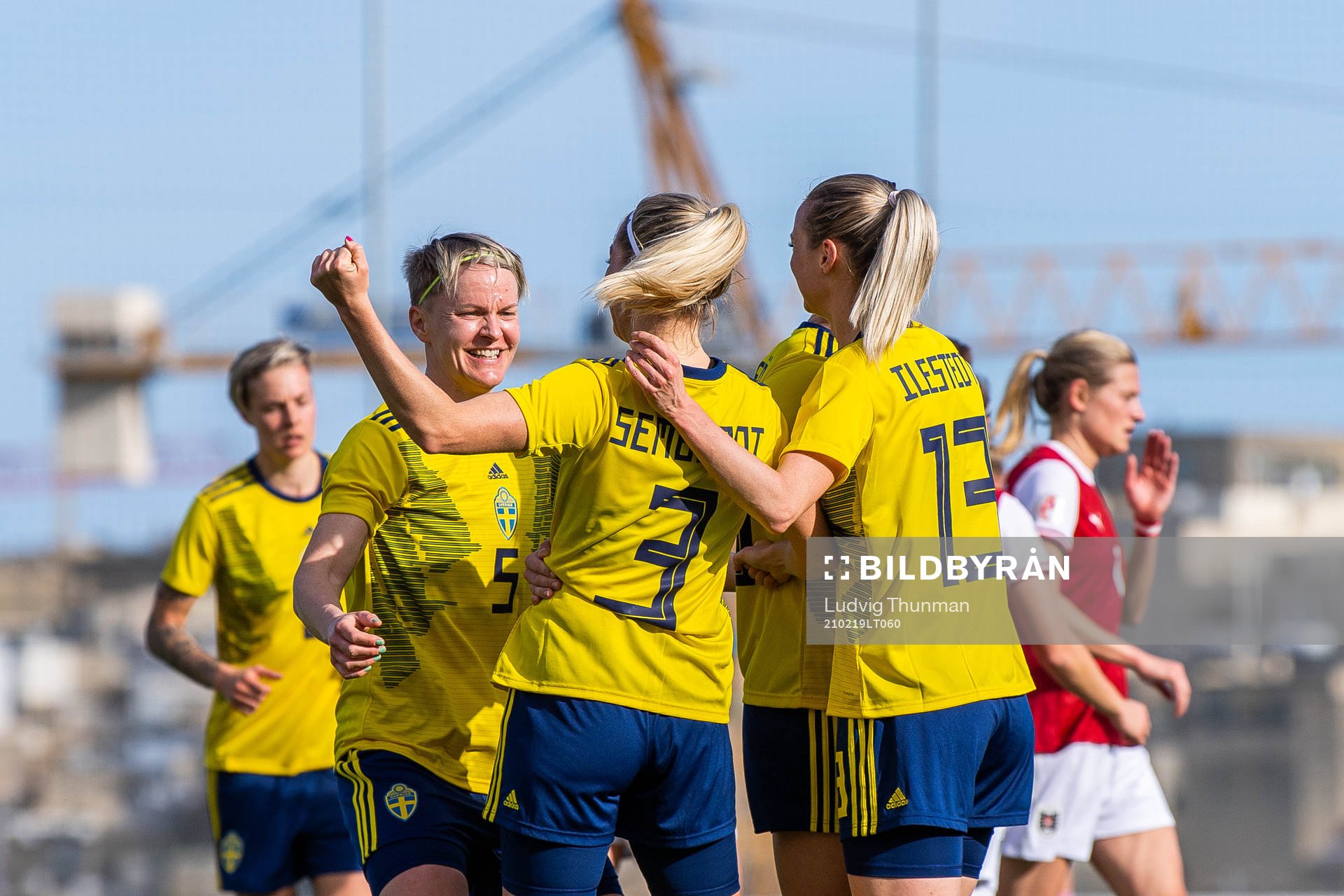 Nilla Fischer, Linda Sembrant and Amanda Ilestedt of Sweden