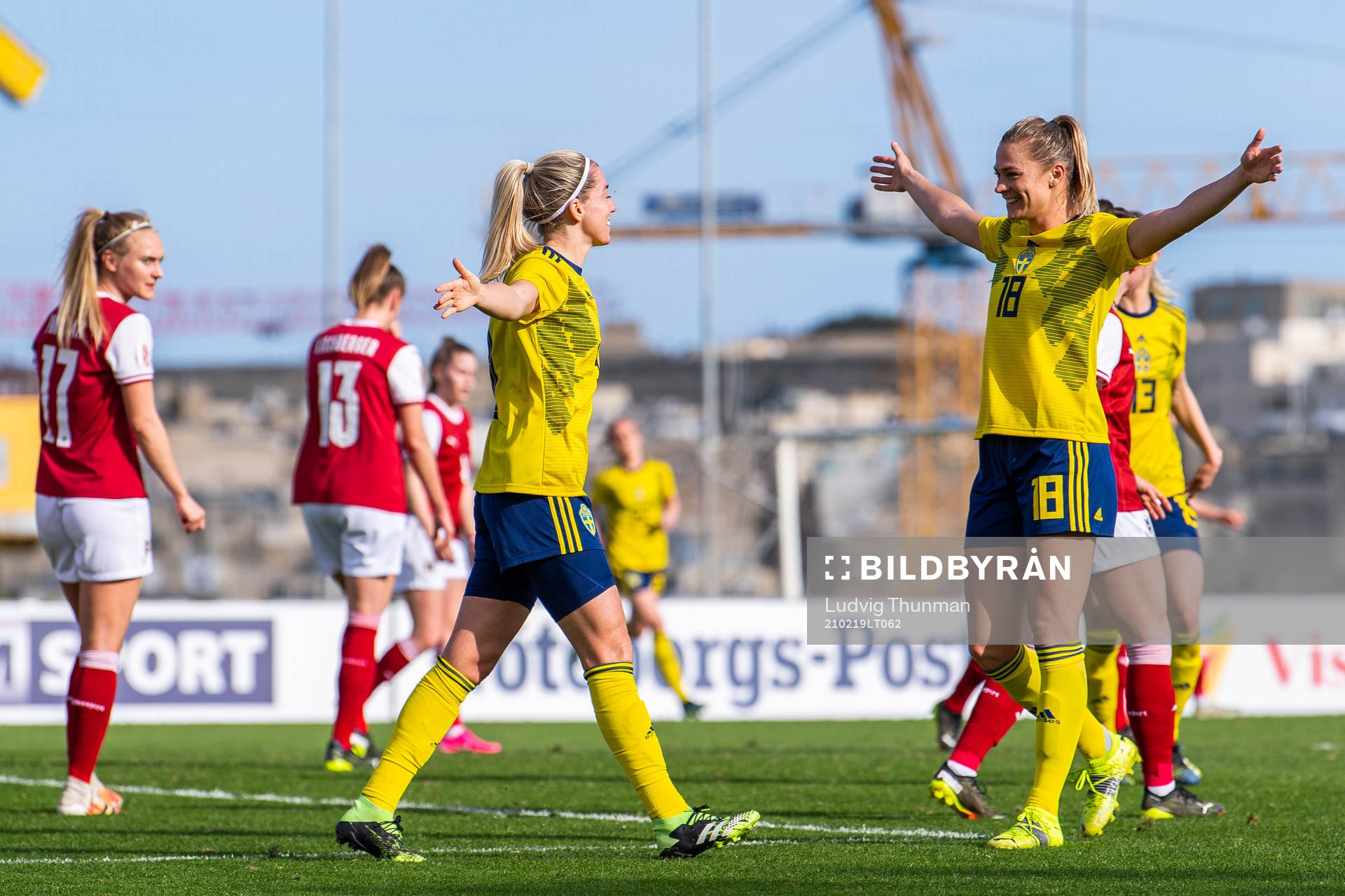 Linda Sembrant and Fridolina Rolfö of Sweden celebrate