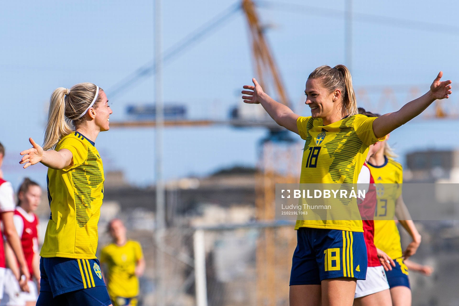 Linda Sembrant and Fridolina Rolfö of Sweden celebrate