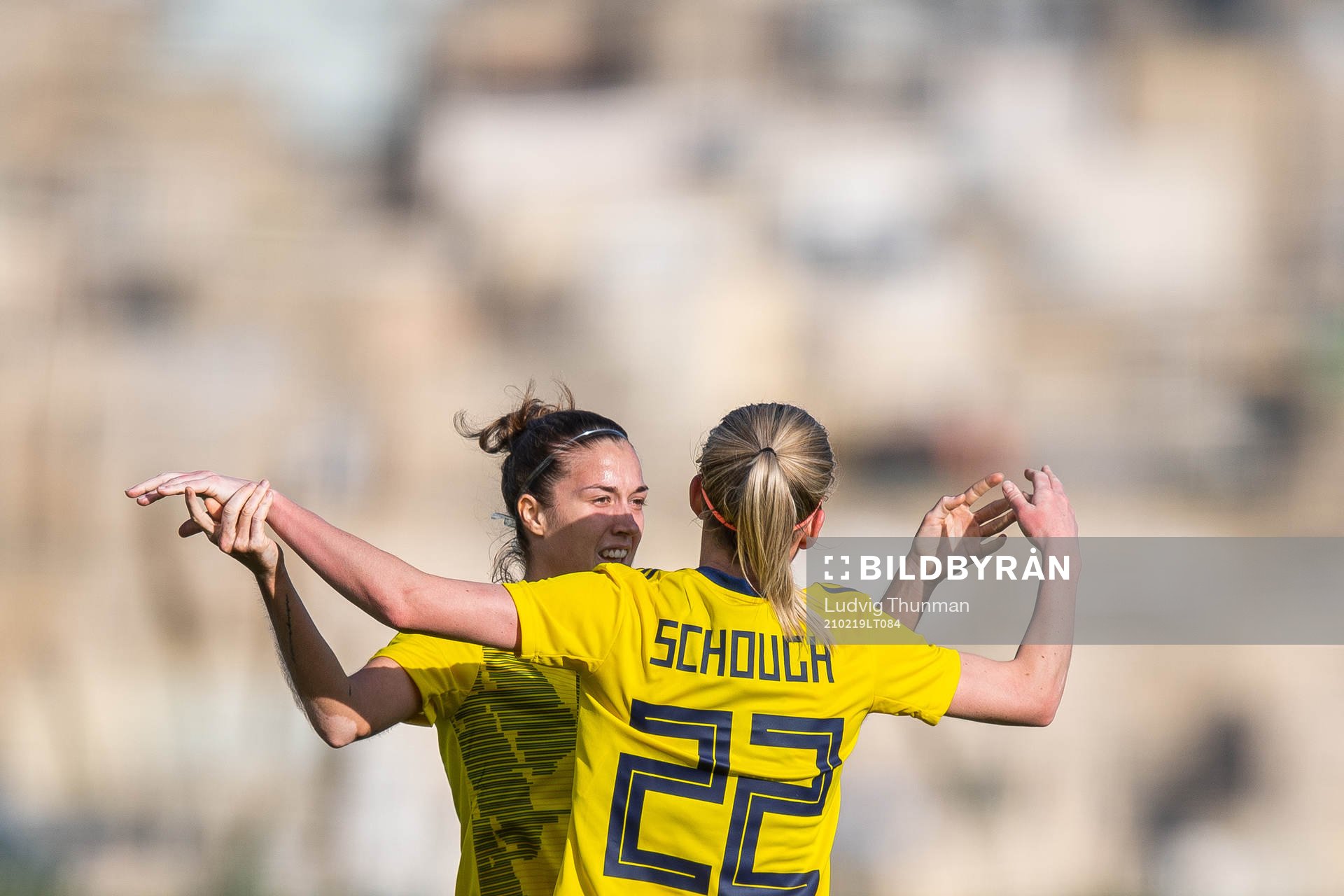 Filippa Angeldahl and Olivia Schough of Sweden celebrate