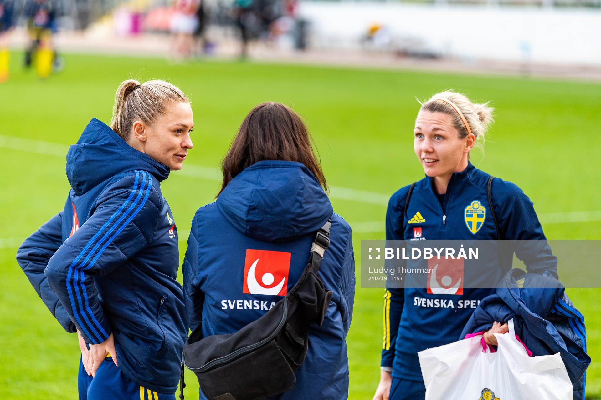 Fridolina Rolfö and goalkeeper Jennifer Falk of Sweden