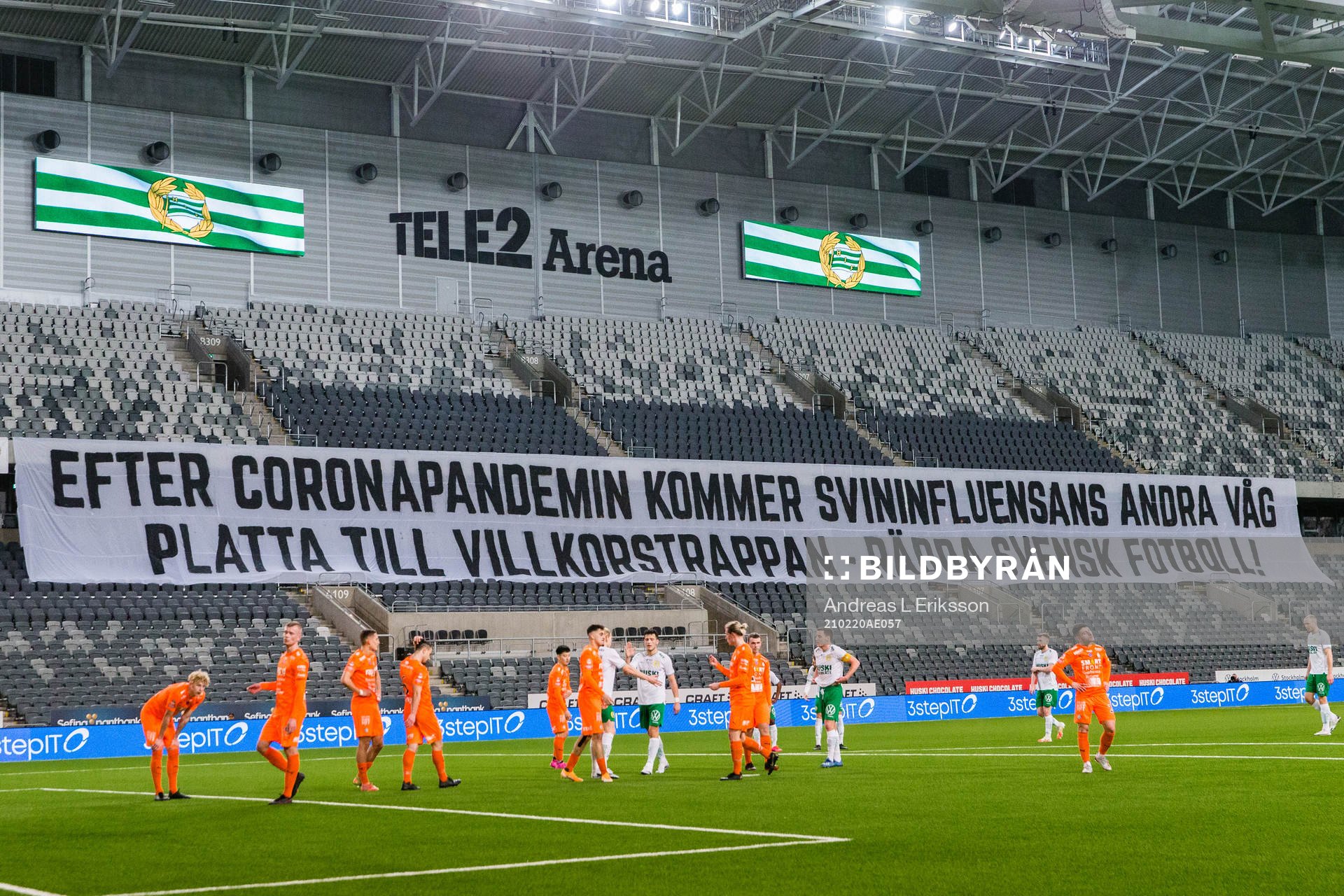 En banderoll på läktaren