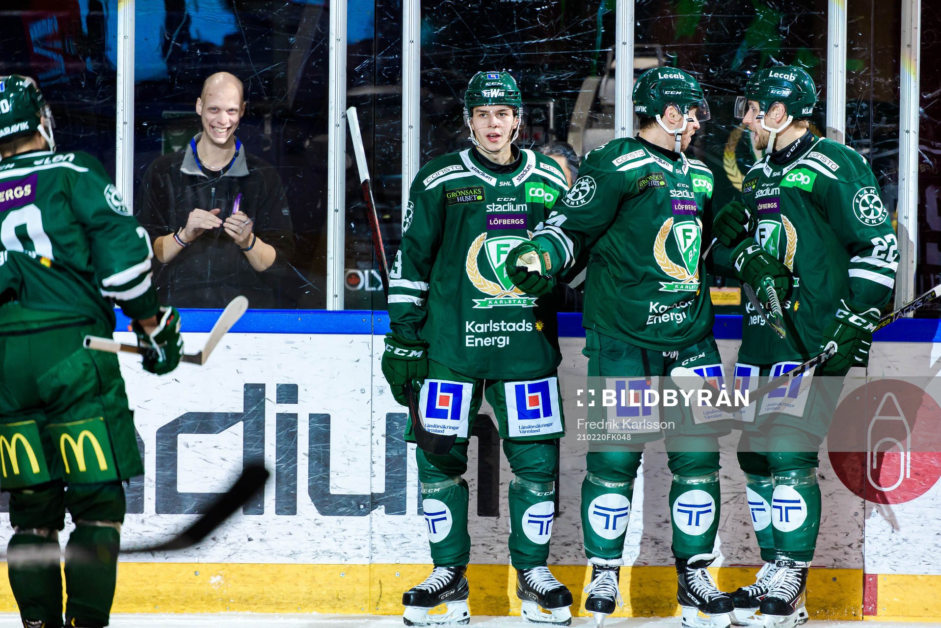 Färjestads Albert Johansson, Jonathon Blum och Per Åslund
