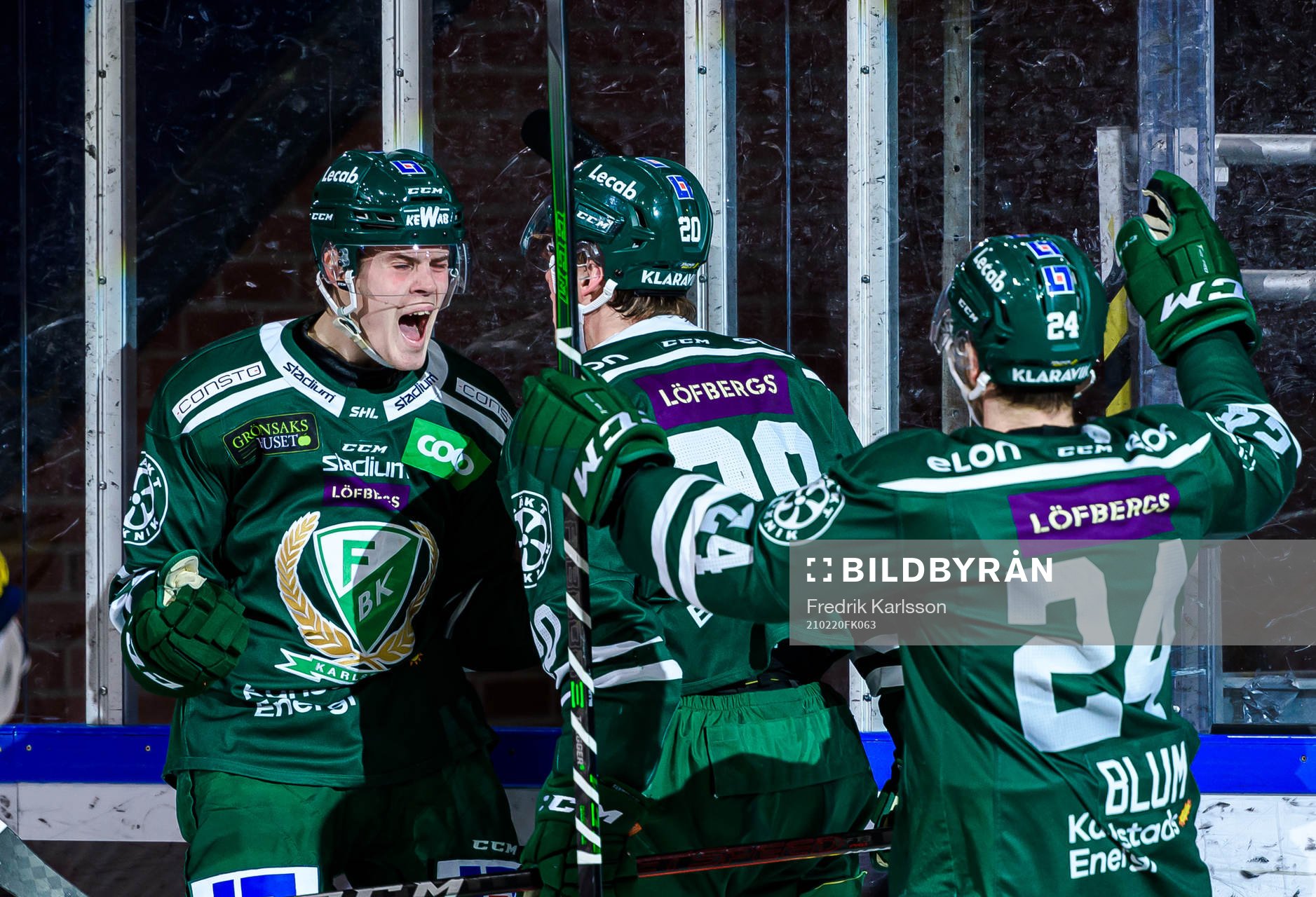 Färjestads Carl Jakobsson, Olle Lycksell  och Jonathon